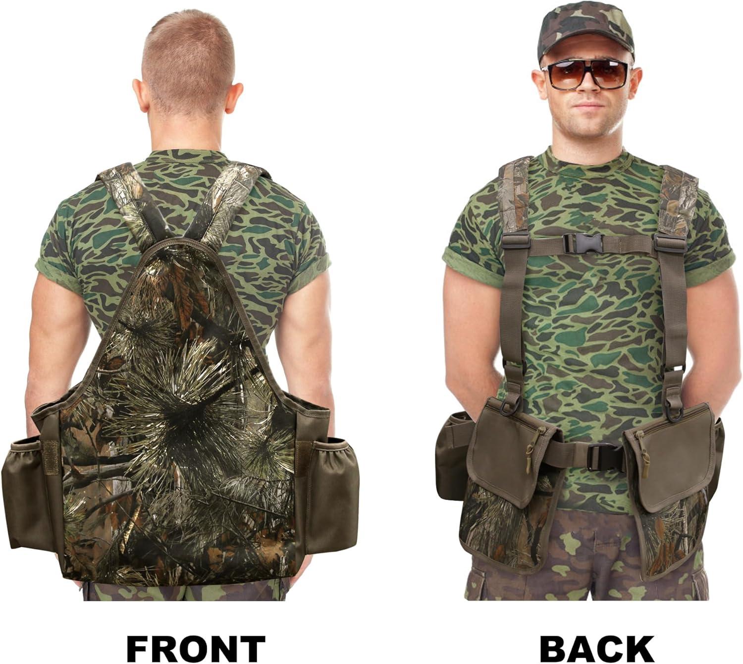 imageMDSTOP Upland Hunting Vest Adjustable Tactical Vest with Game Pouch and Pockets Upland Bird Strap Bag for Bird HuntingNew Pine Needle Camo