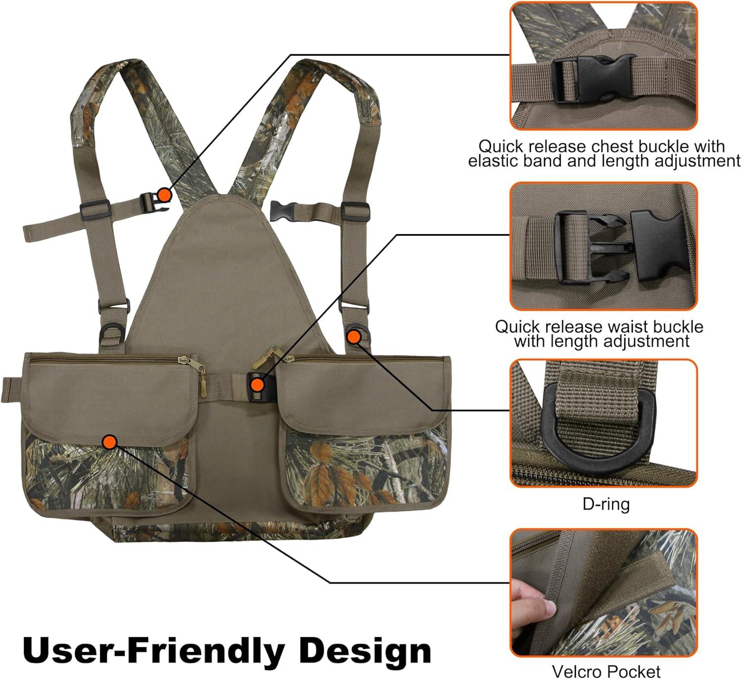 imageMDSTOP Upland Hunting Vest Adjustable Tactical Vest with Game Pouch and Pockets Upland Bird Strap Bag for Bird HuntingNew Pine Needle Camo