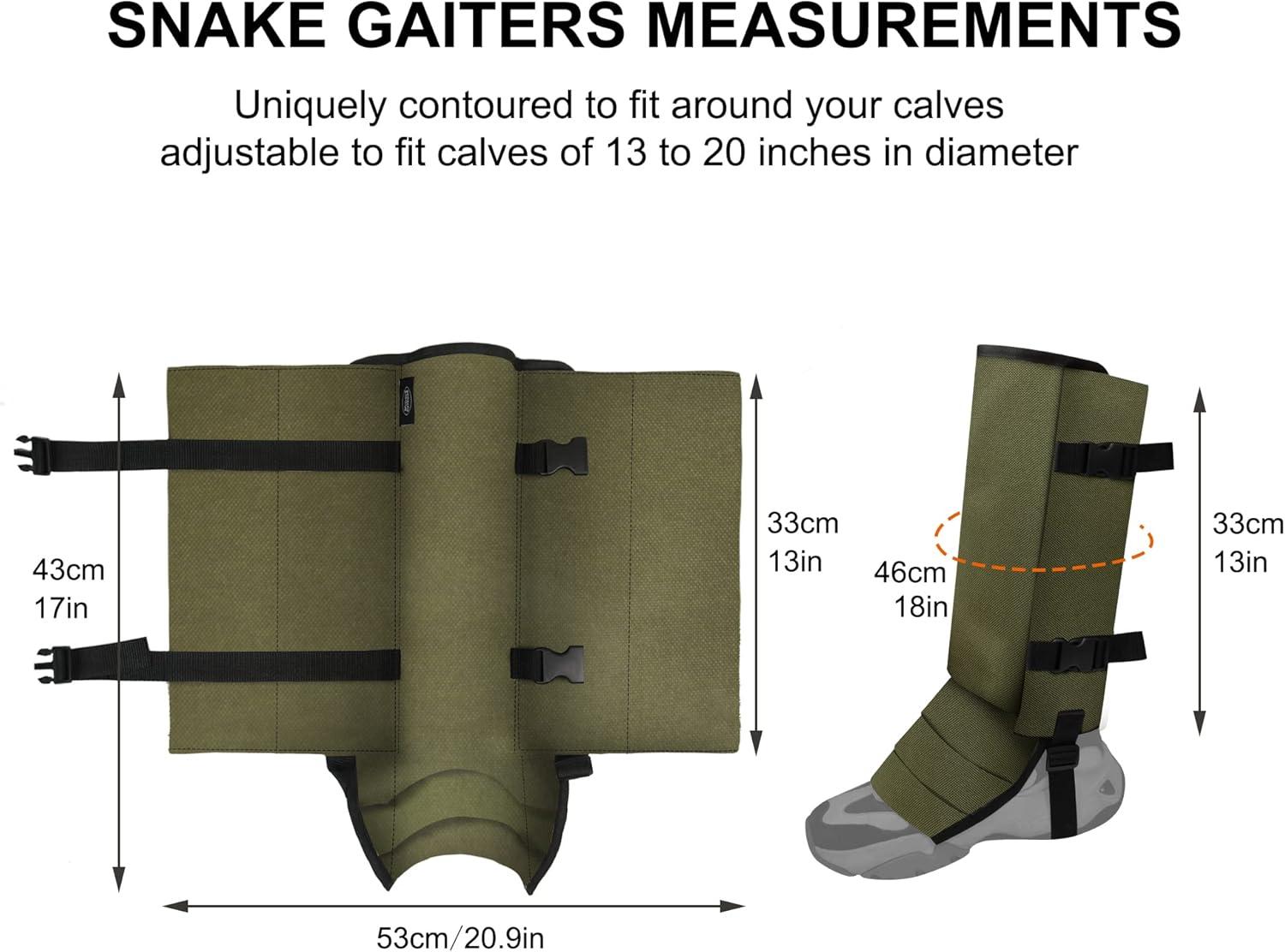 imageSnake Gaiters Leg Guards Waterproof Snake Guards Adjustable Snake Bite Protection for Lower Legs Snake Chaps for MenampampWomenArmy Green