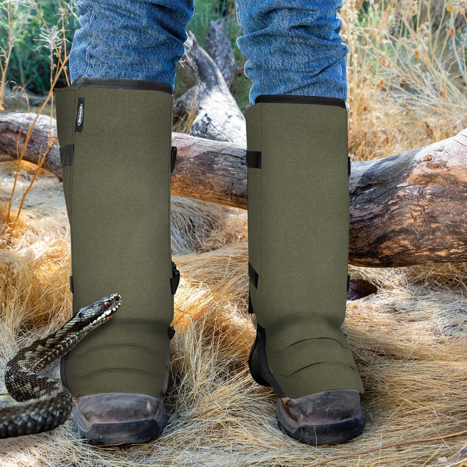 imageSnake Gaiters Leg Guards Waterproof Snake Guards Adjustable Snake Bite Protection for Lower Legs Snake Chaps for MenampampWomenArmy Green