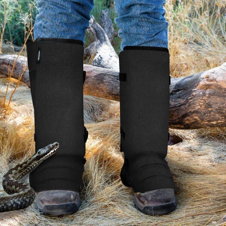 imageSnake Gaiters Leg Guards Waterproof Snake Guards Adjustable Snake Bite Protection for Lower Legs Snake Chaps for MenampampWomenBlack
