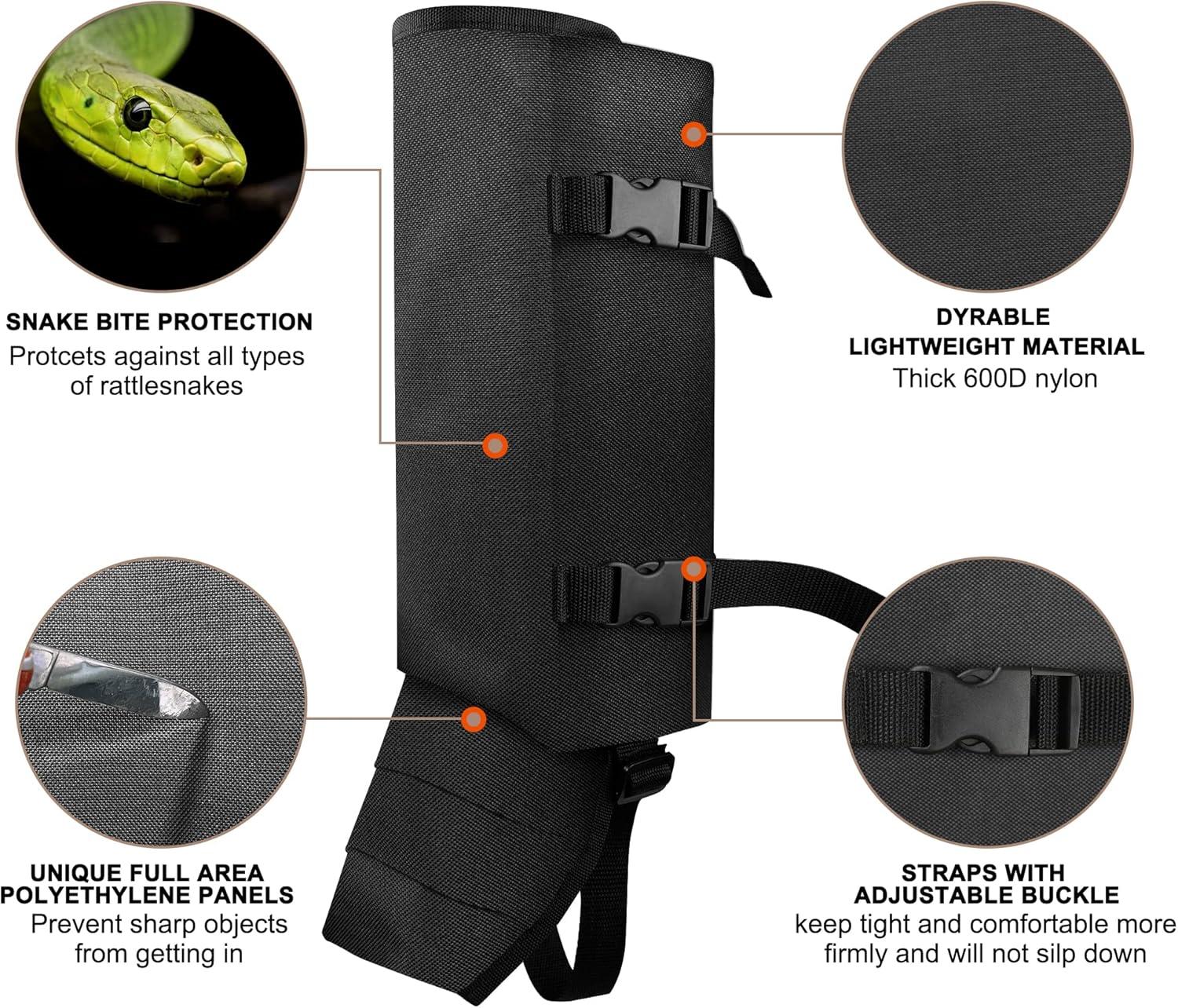 imageSnake Gaiters Leg Guards Waterproof Snake Guards Adjustable Snake Bite Protection for Lower Legs Snake Chaps for MenampampWomenBlack