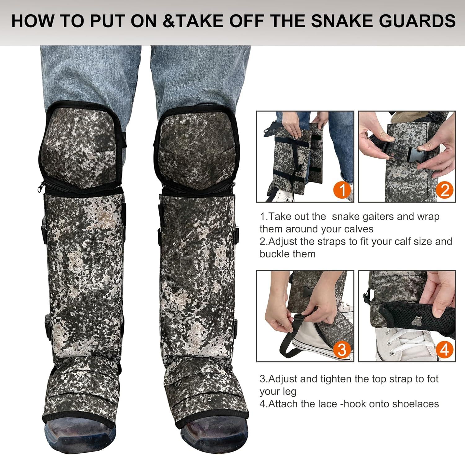 imageSnake Gaiters Leg Guards Waterproof Snake Guards Adjustable Snake Bite Protection for Lower Legs Snake Chaps for MenampampWomenBlack Camo