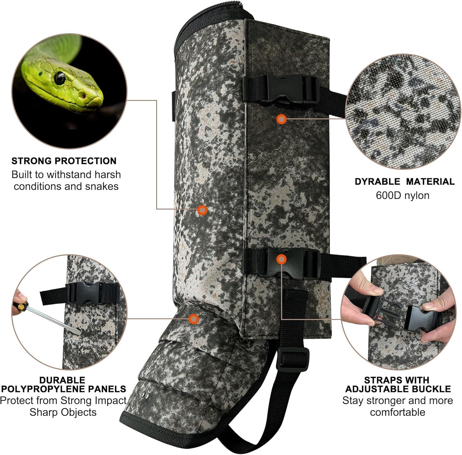 imageSnake Gaiters Leg Guards Waterproof Snake Guards Adjustable Snake Bite Protection for Lower Legs Snake Chaps for MenampampWomenBlack Camo