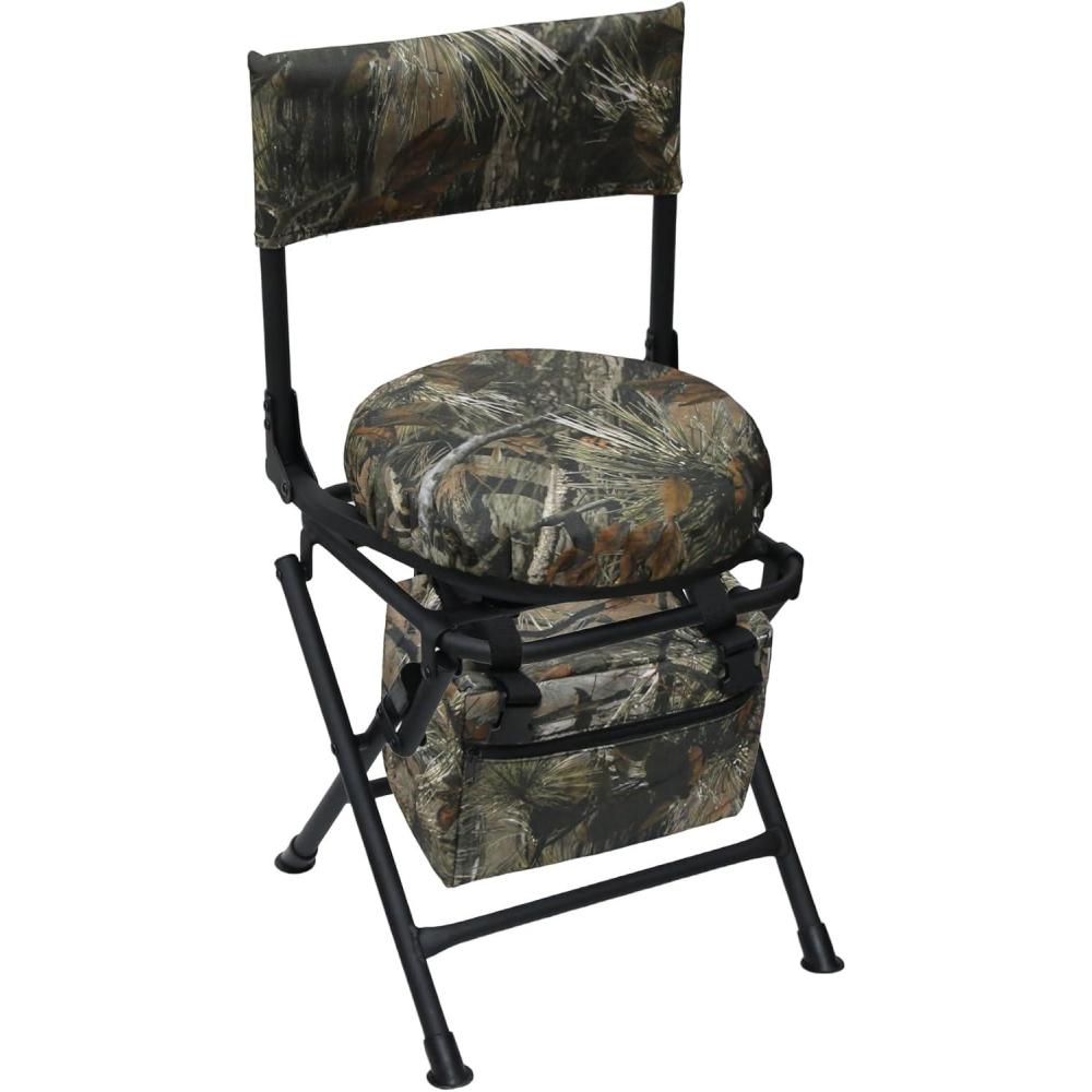 imageMDSTOP 360 Degree Swivel Hunting Chair for Ground Blinds Folding Hunting Seat Fishing Chair Lightweight Portable Padded Cushion for Dove Deer Hunting Fishing CampingPine Needle CamoPine Needle Camo