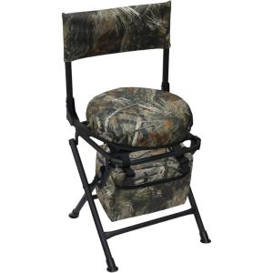 MDSTOP 360 Degree Swivel Hunting Chair for Ground Blinds, Folding Hunting Seat, Fishing Chair, Lightweight, Portable, Padded Cushion for Dove Deer Hunting, Fishing, Camping(Pine Needle Camo)(Pine Needle Camo)