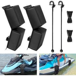 MDSTOP PWC Fender Bumper, Boat Fenders Bumpers with 2 Elastic Cords, 2 Boat Dock Rope, for Jet Ski Dock Fenders Boat Bumpers, 14x6x3.2inch(Black)