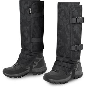 Snake Gaiters Leg Guards, Waterproof Snake Guards, Adjustable Snake Bite Protection for Lower Legs, Snake Chaps for Men&Women(Black Camouflage)