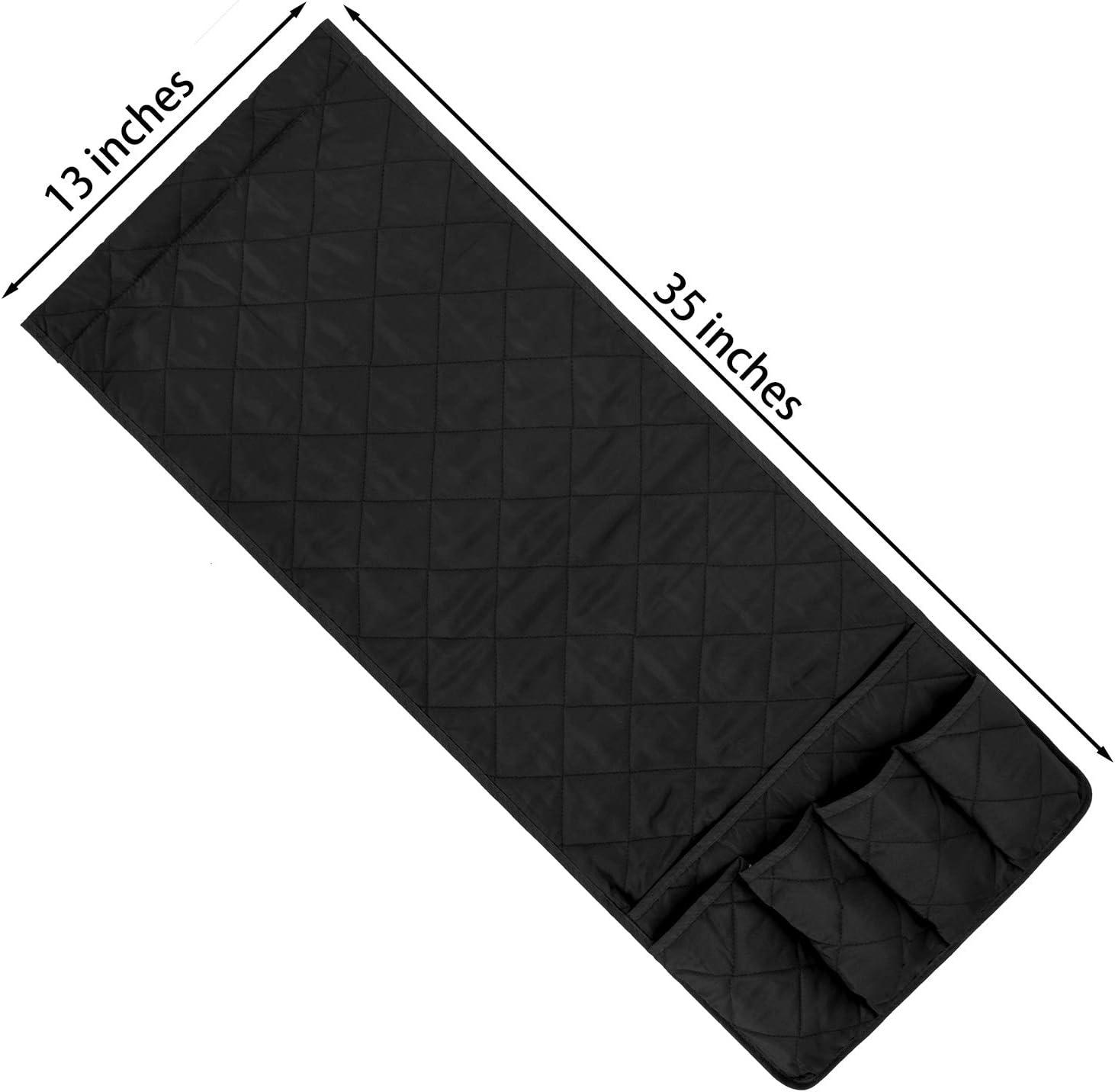imageMDSTOP 5 Pockets Remote Control Holder Magazine Rack Space Saver Organizer Draped Over Sofa Couch Recliner ArmrestBlack