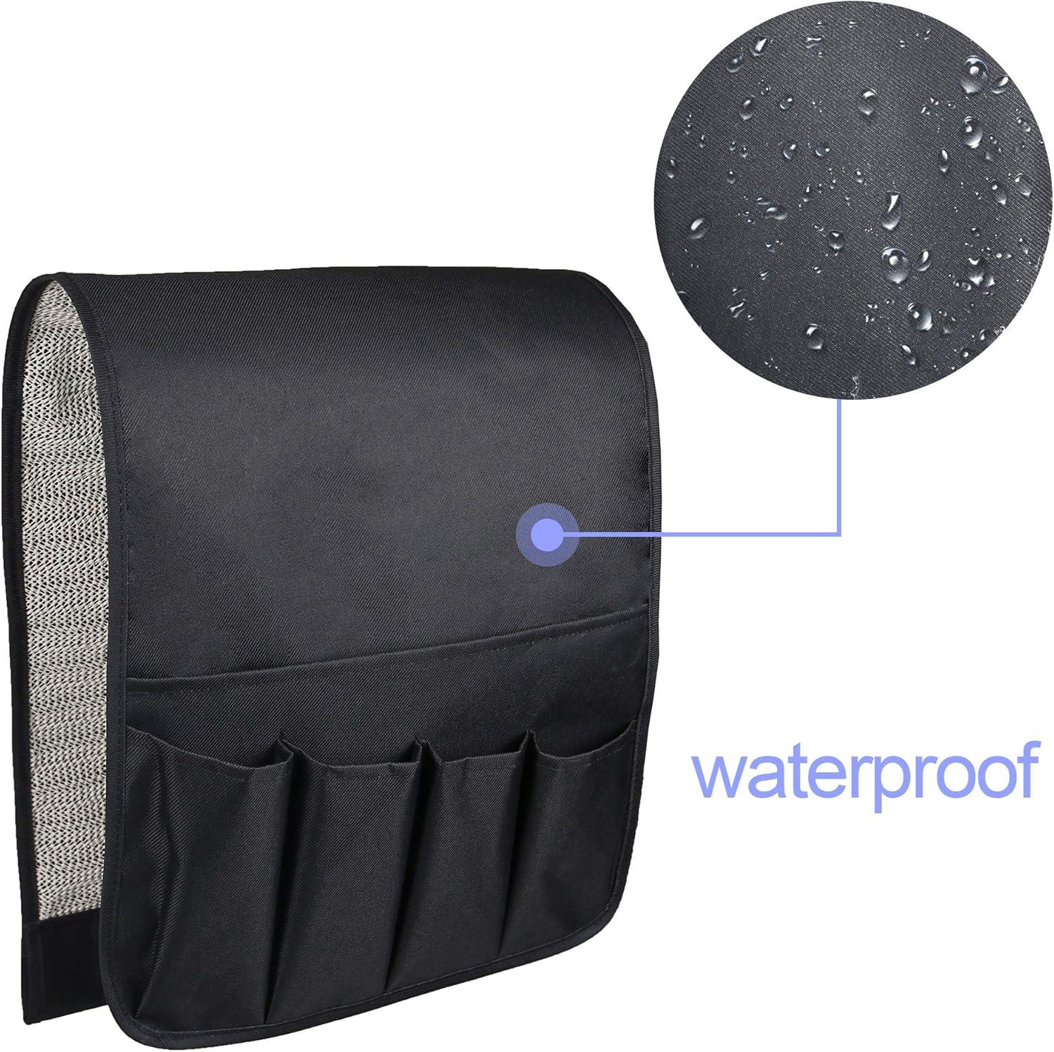 imageMDSTOP 5 Pockets Remote Control Holder Magazine Rack Space Saver Organizer Draped Over Sofa Couch Recliner ArmrestBlacktwill