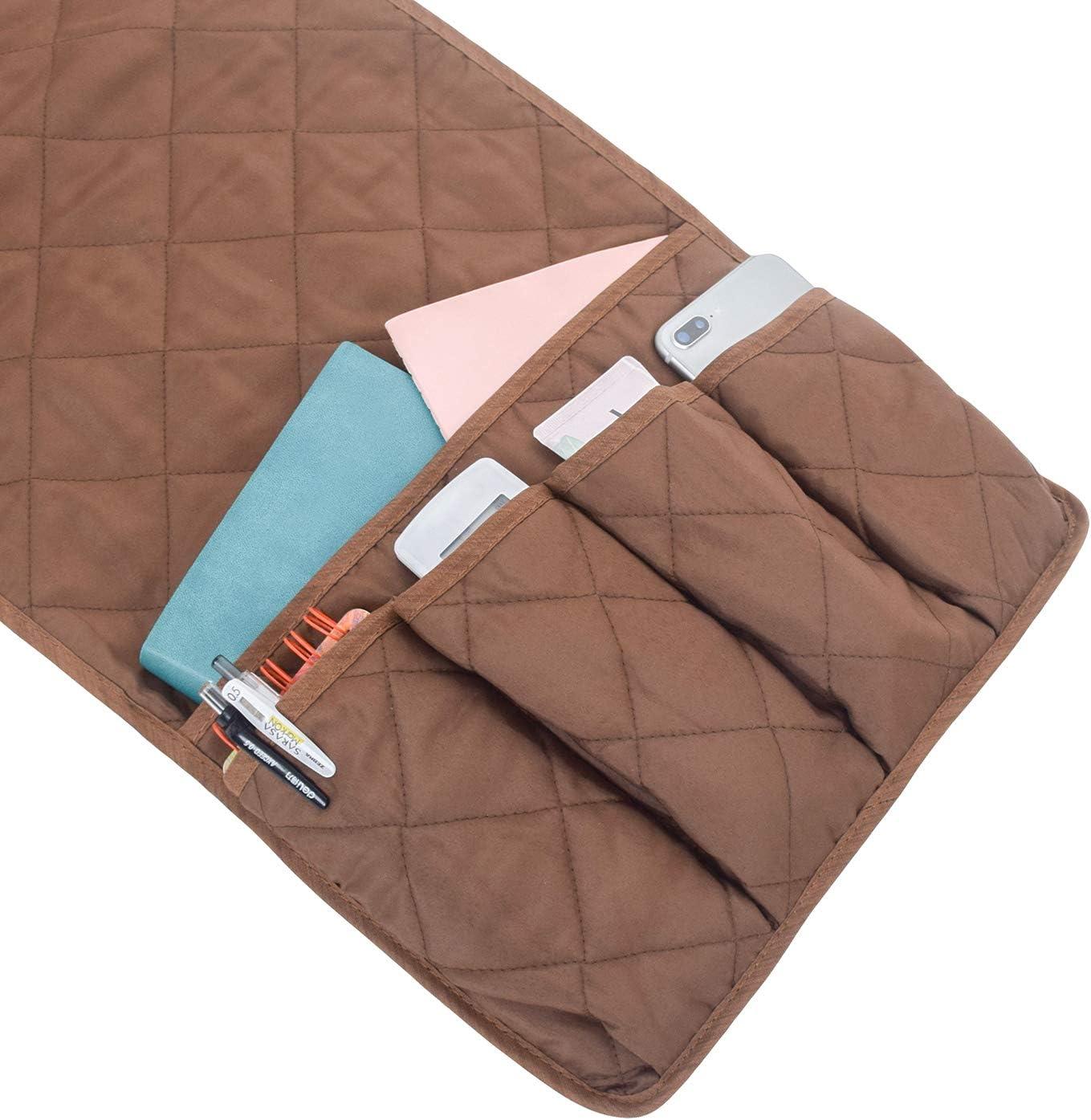 imageMDSTOP 5 Pockets Remote Control Holder Magazine Rack Space Saver Organizer Draped Over Sofa Couch Recliner ArmrestCoffee