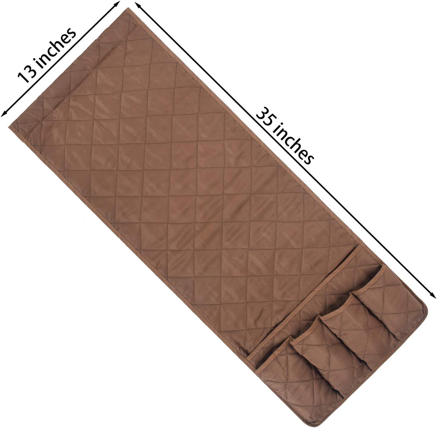 imageMDSTOP 5 Pockets Remote Control Holder Magazine Rack Space Saver Organizer Draped Over Sofa Couch Recliner ArmrestCoffee