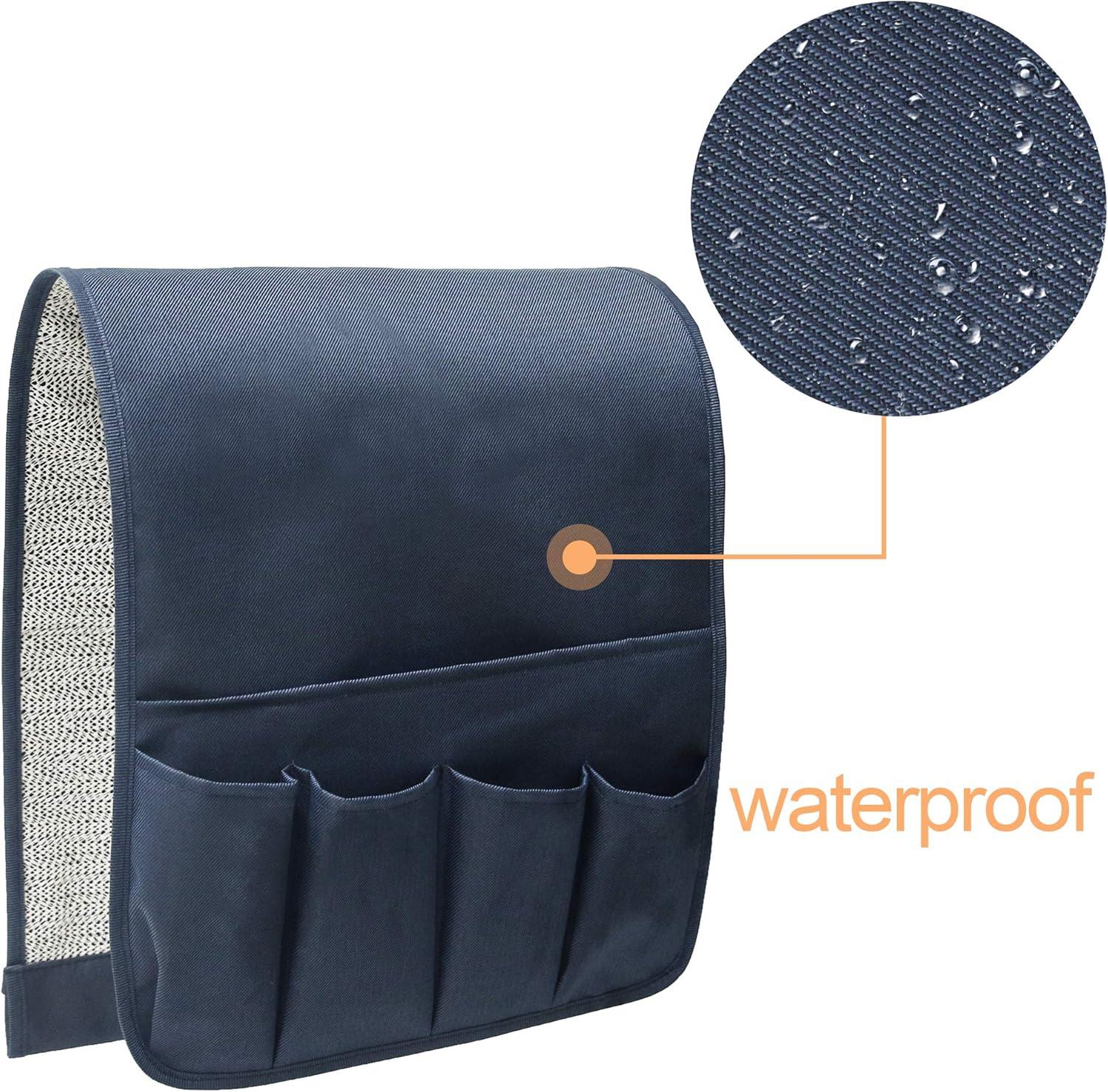 imageMDSTOP 5 Pockets Remote Control Holder Magazine Rack Space Saver Organizer Draped Over Sofa Couch Recliner ArmrestDarkbluetwill