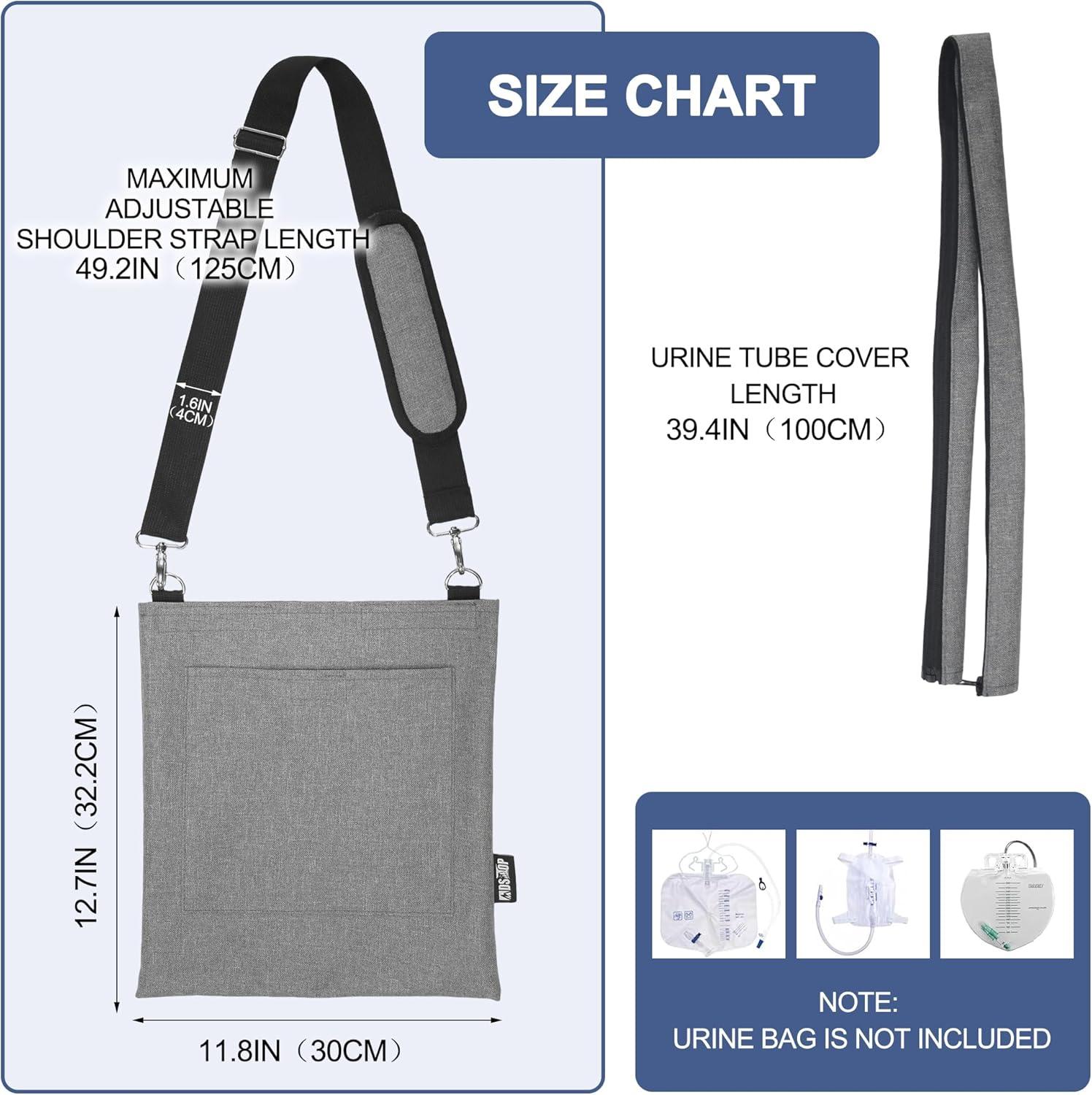 imageMDSTOP Catheter Bag Holder Urine Drainage Bag Holder with Drain Tube Cover and Adjustable Shoulder Strap Easy Acess and Drainage Secure ampamp Discreet for Urostomy Foley Catheter Users PurpleGrey