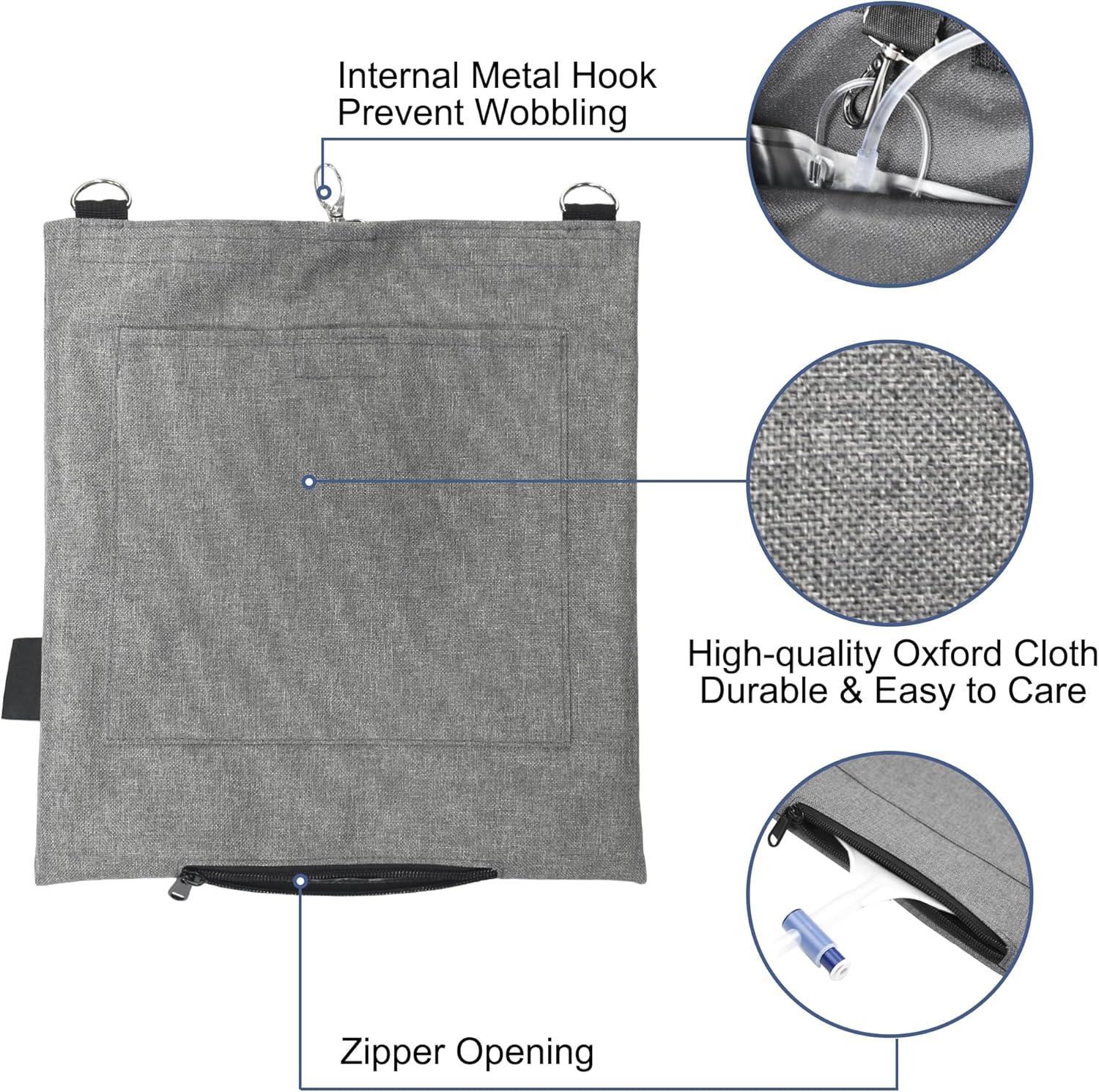 imageMDSTOP Catheter Bag Holder Urine Drainage Bag Holder with Drain Tube Cover and Adjustable Shoulder Strap Easy Acess and Drainage Secure ampamp Discreet for Urostomy Foley Catheter Users PurpleGrey