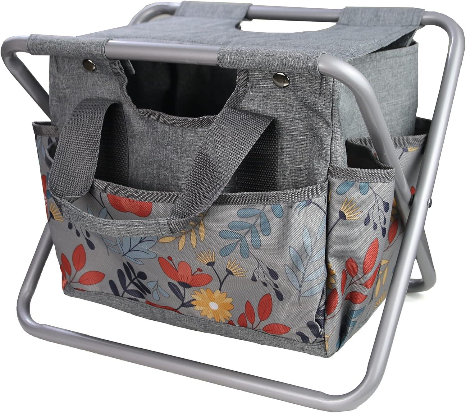 imageMDSTOP Folding Gardening Stool with Detachable Storage Tote Bag Gardening Tools Set Organizer for Fishing Outdoor Sports Hiking Camping Garden Gardening Gifts for MomDad Without Tools AluminumAluminum