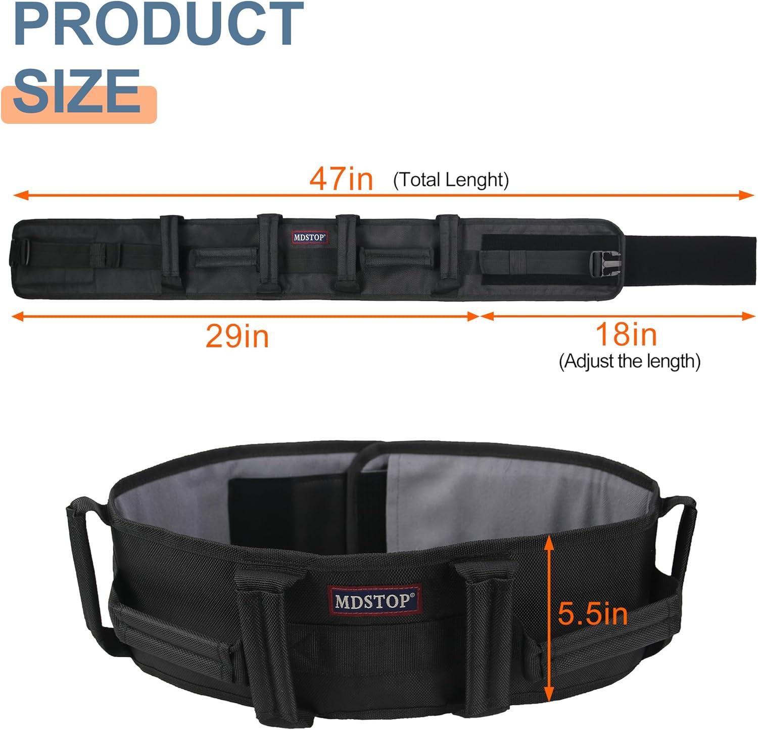 imageMDSTOP Gait Belt with Padding Handles Safety Transfer Belt for Seniors and Unsteady Person with Quick Release Buckle Bed to Wheelchair Transfering Prevents Patient from Shifting More Effectively