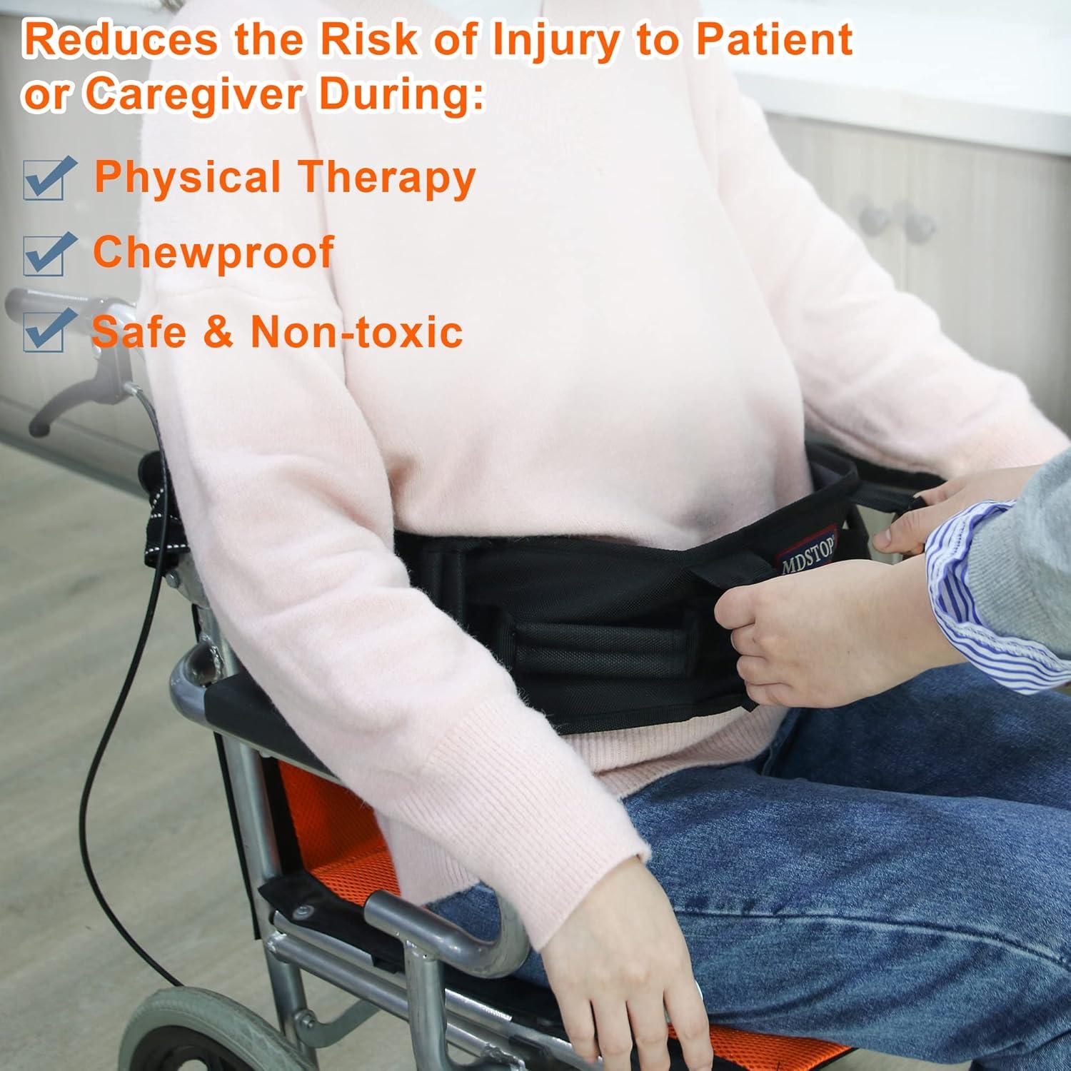 imageMDSTOP Gait Belt with Padding Handles Safety Transfer Belt for Seniors and Unsteady Person with Quick Release Buckle Bed to Wheelchair Transfering Prevents Patient from Shifting More Effectively