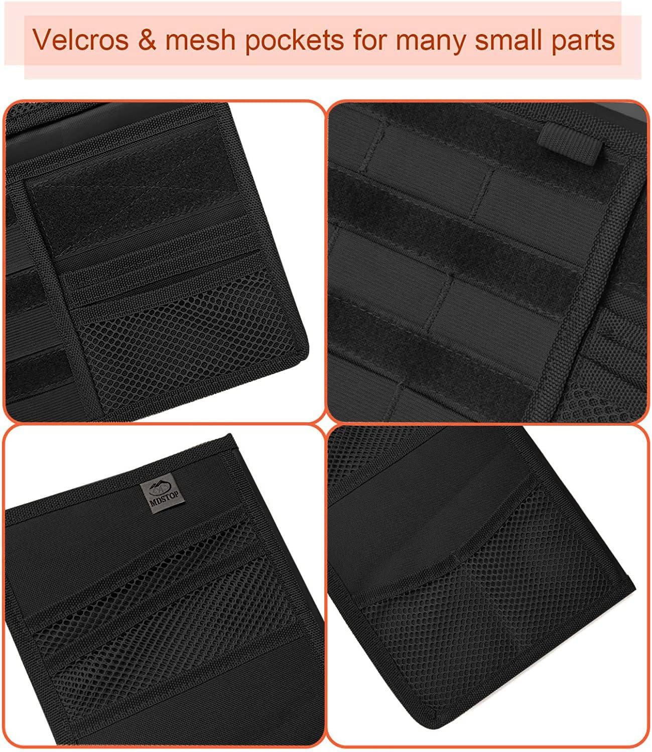 imageMDSTOP Molle Visor Panel Organizer Tactical Webbing Compatible Vehicle Sun Visor Cover Car Sunshade Storage Holder Pouch Fits for Cars Trucks Suvs Pickups Khaki 7quotx12quotBlack