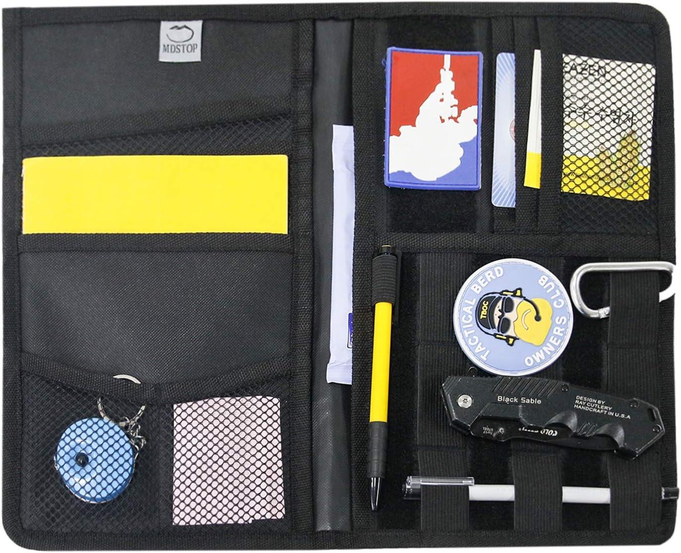 imageMDSTOP Molle Visor Panel Organizer Tactical Webbing Compatible Vehicle Sun Visor Cover Car Sunshade Storage Holder Pouch Fits for Cars Trucks Suvs Pickups Khaki 7quotx12quotBlack