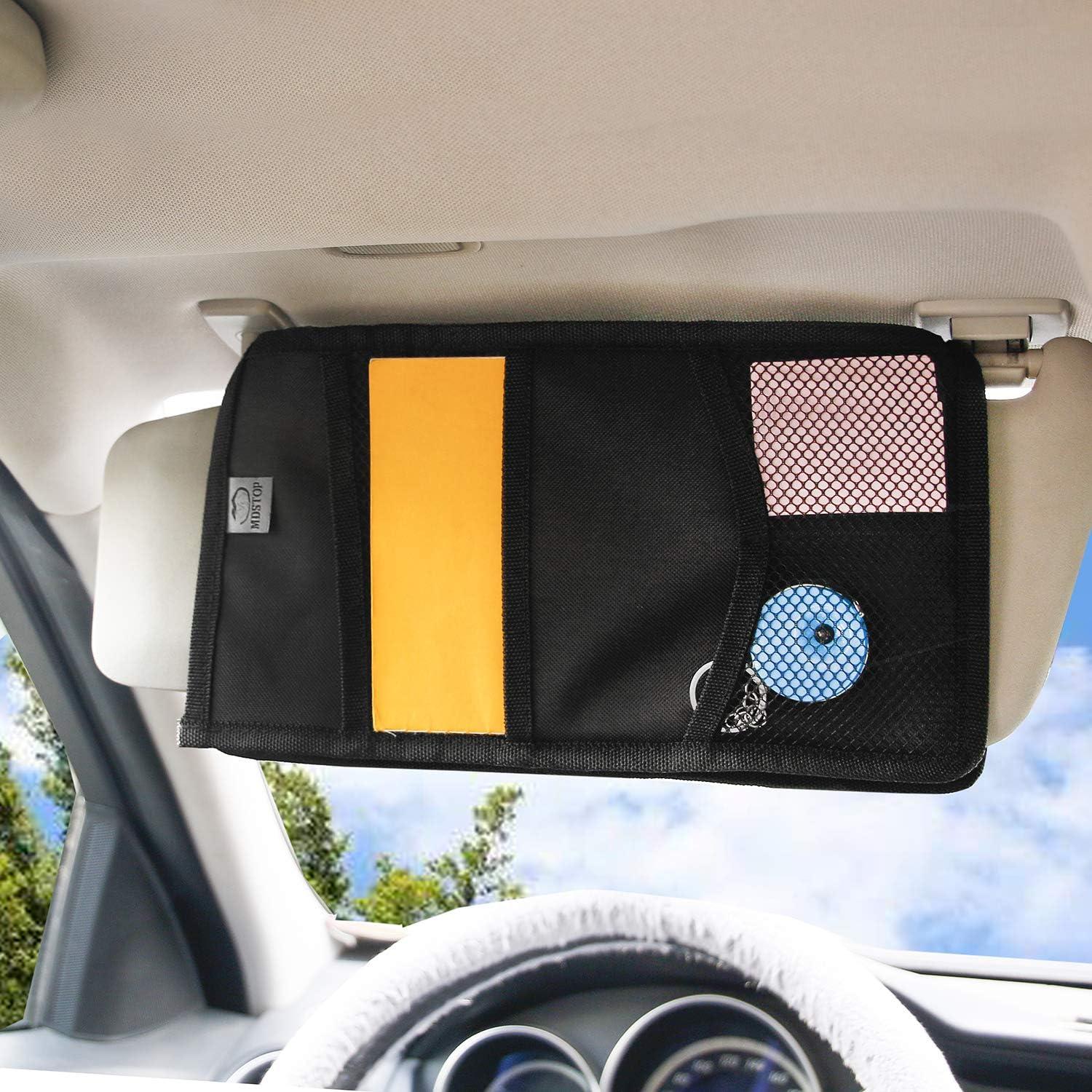 imageMDSTOP Molle Visor Panel Organizer Tactical Webbing Compatible Vehicle Sun Visor Cover Car Sunshade Storage Holder Pouch Fits for Cars Trucks Suvs Pickups Khaki 7quotx12quotBlack