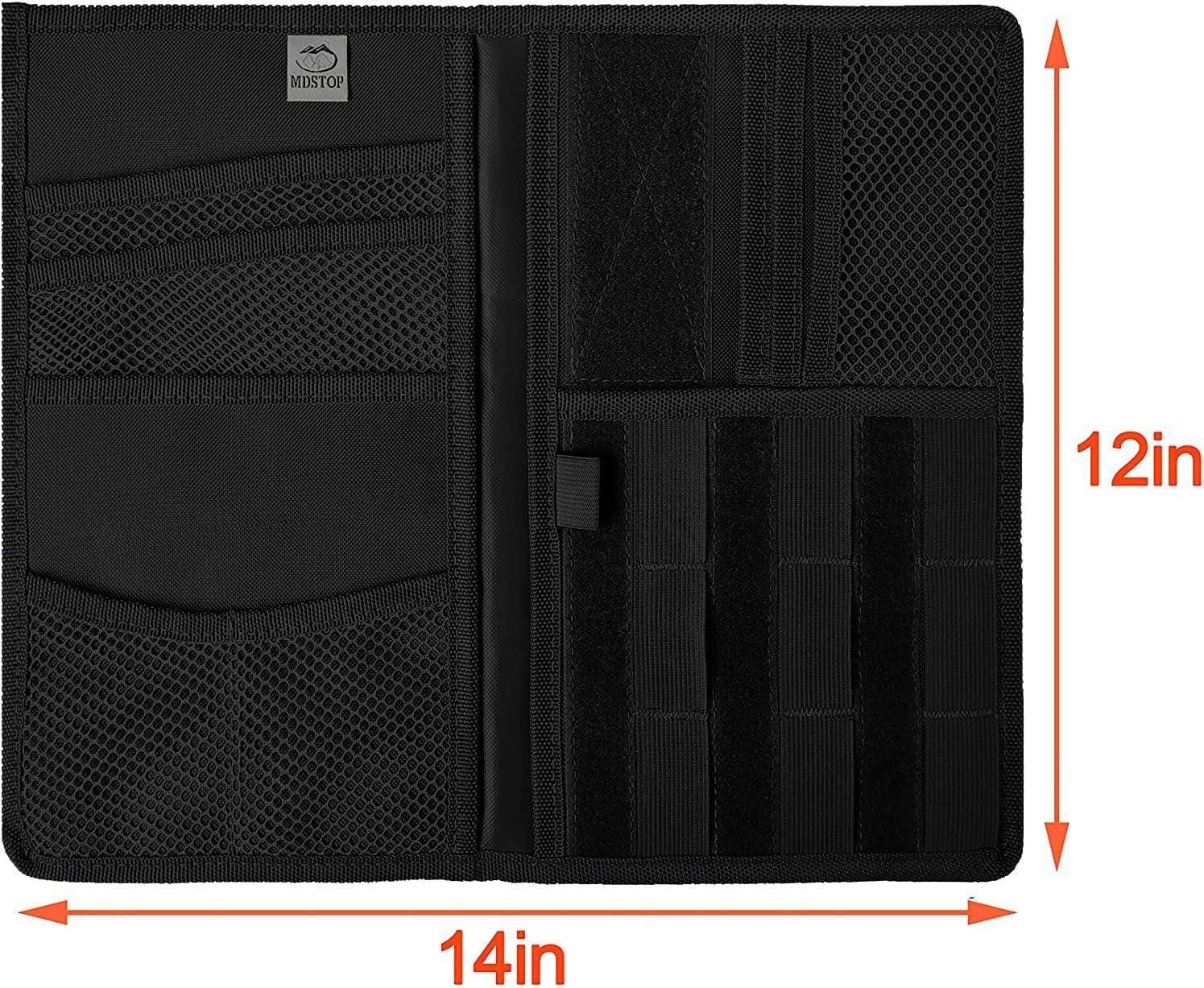 imageMDSTOP Molle Visor Panel Organizer Tactical Webbing Compatible Vehicle Sun Visor Cover Car Sunshade Storage Holder Pouch Fits for Cars Trucks Suvs Pickups Khaki 7quotx12quotBlack