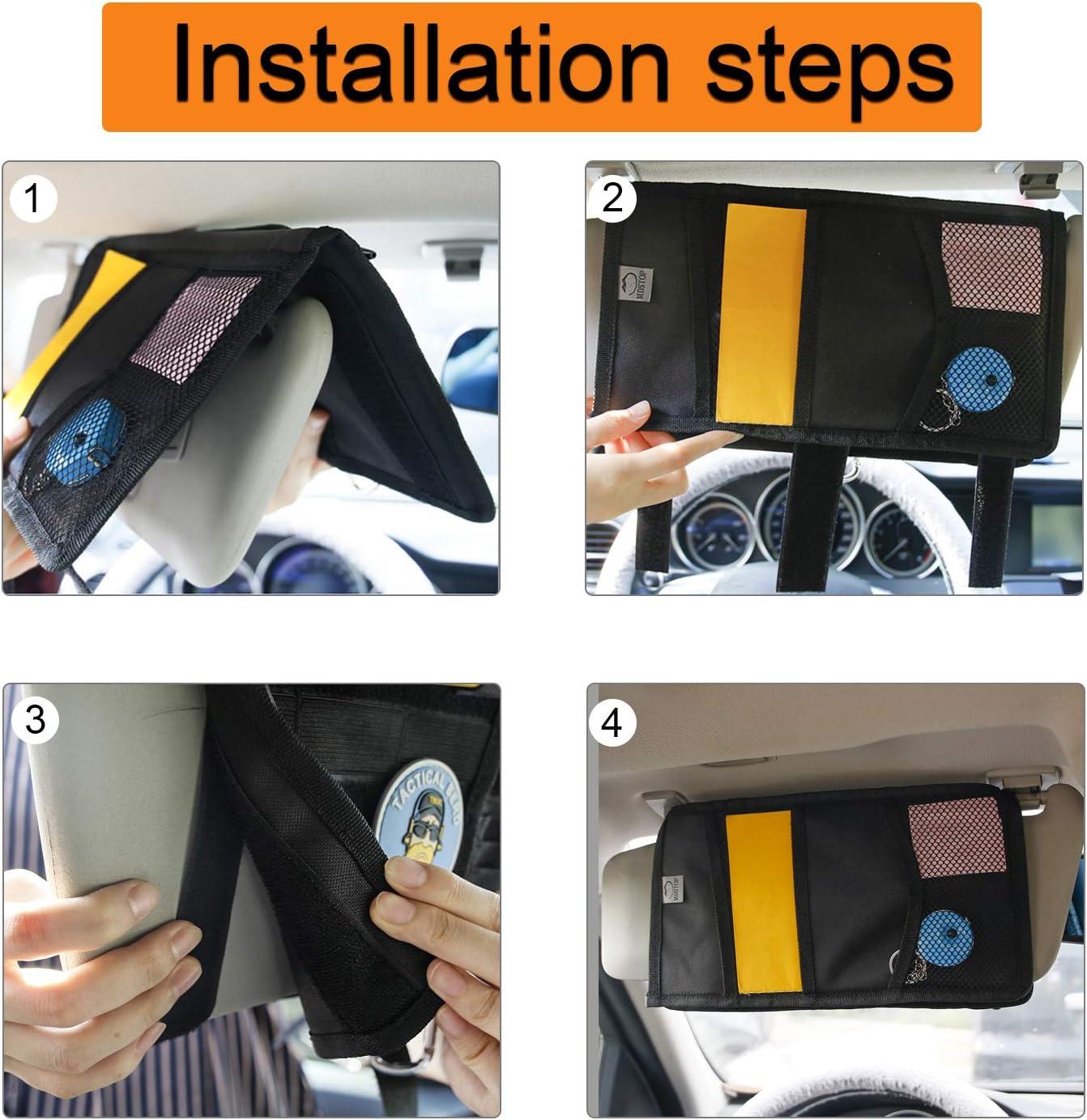 imageMDSTOP Molle Visor Panel Organizer Tactical Webbing Compatible Vehicle Sun Visor Cover Car Sunshade Storage Holder Pouch Fits for Cars Trucks Suvs Pickups Khaki 7quotx12quotBlack