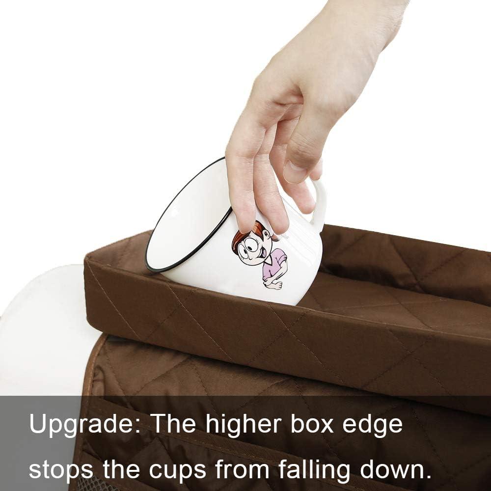 imageMDSTOP Sofa Armrest Organizer Caddy with Holder Tray TV Remote Control Holder Couch Armchair Caddy Fits for Game Controller Pens Magazines Snacks Glasses Black 32quot 13quotCoffee