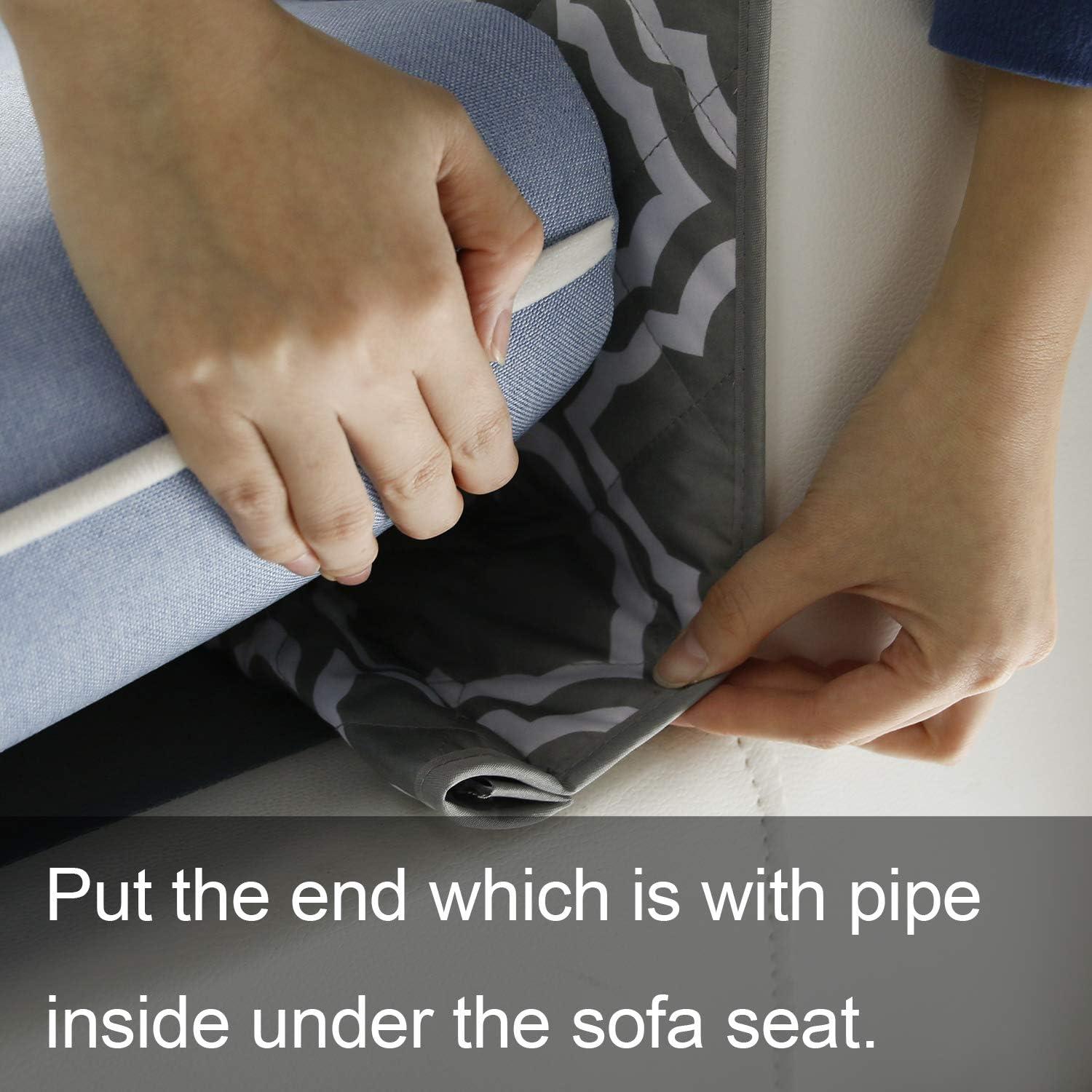 imageMDSTOP Sofa Armrest Organizer Caddy with Holder Tray TV Remote Control Holder Couch Armchair Caddy Fits for Game Controller Pens Magazines Snacks Glasses Black 32quot 13quotGrey