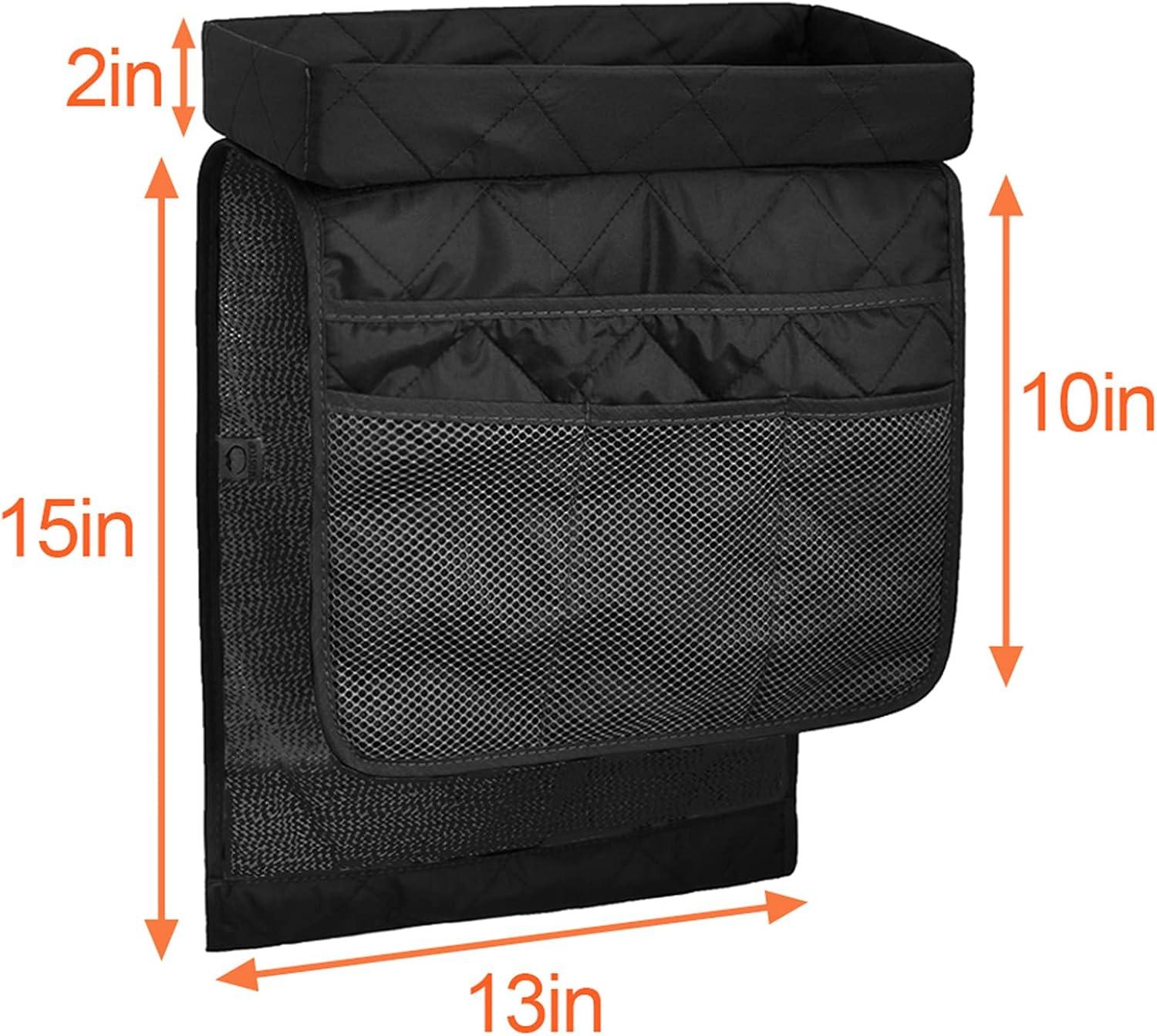 imageMDSTOP Sofa Armrest Organizer Caddy with Holder Tray TV Remote Control Holder Couch Armchair Caddy Fits for Game Controller Pens Magazines Snacks Glasses Black 32quot 13quotBlack