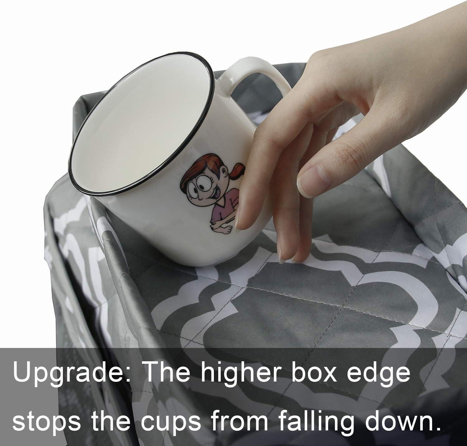 imageMDSTOP Sofa Armrest Organizer Caddy with Holder Tray TV Remote Control Holder Couch Armchair Caddy Fits for Game Controller Pens Magazines Snacks Glasses Black 32quot 13quotGrey