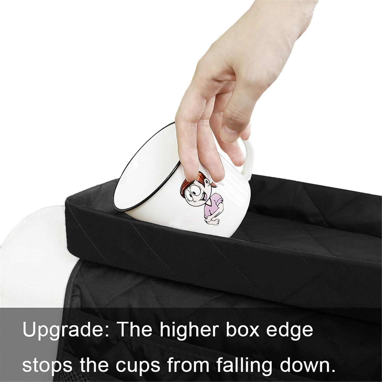 imageMDSTOP Sofa Armrest Organizer Caddy with Holder Tray TV Remote Control Holder Couch Armchair Caddy Fits for Game Controller Pens Magazines Snacks Glasses Black 32quot 13quotBlack