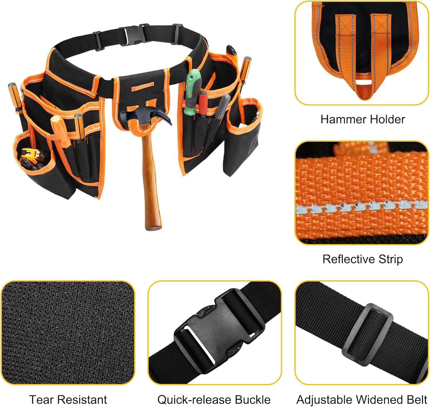 imageTool Belt MDSTOP Magnetic Tool Pouch Heavy Duty Padded Tool Belts for Men Detachable ampamp Adjustable Tool Pouch Bag Electrician Tool Pouch Carpenter Tool Belt for ElectricianCarpenterWork Apron