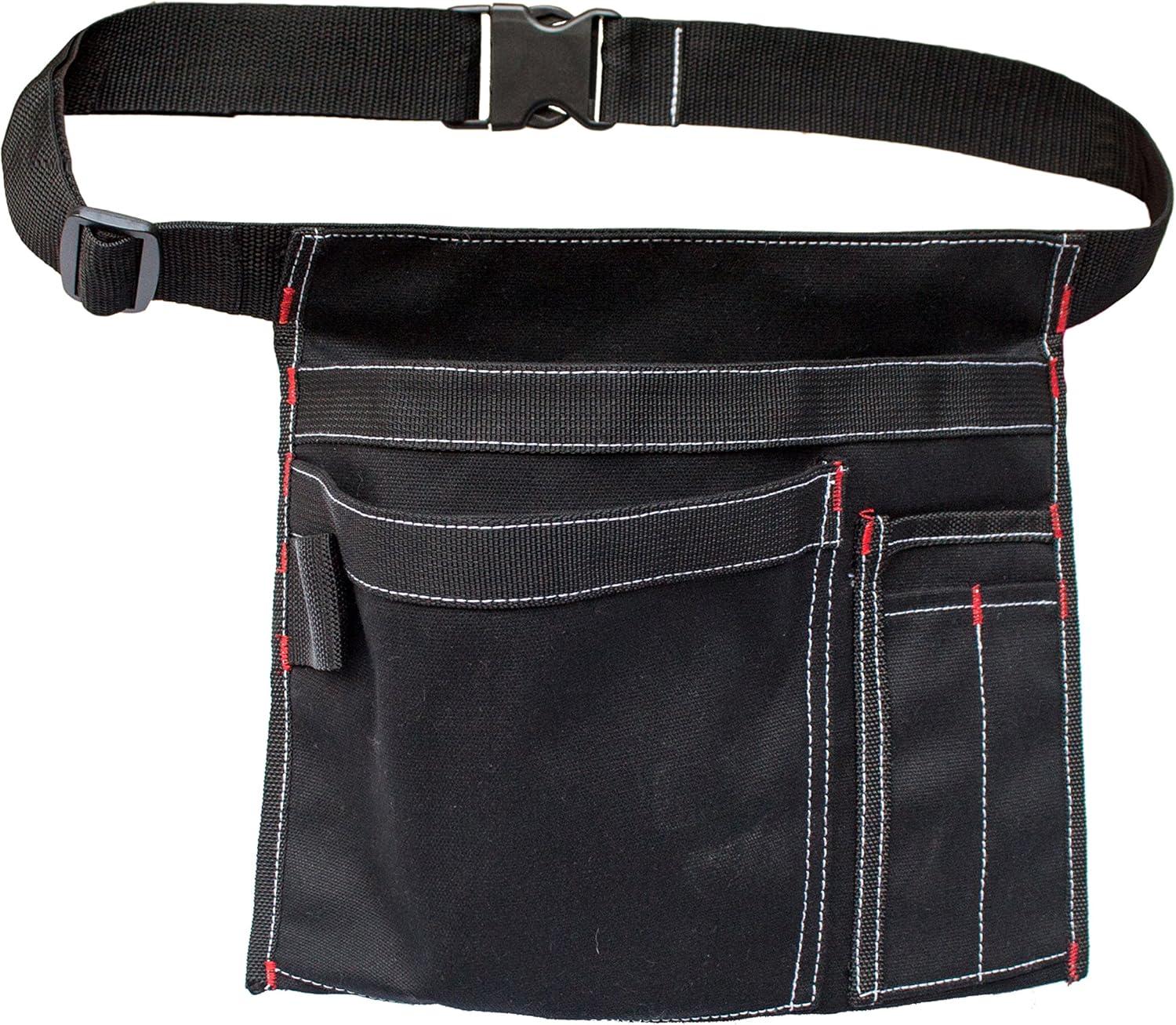 imageTool Pouch MDSTOP Single Side Apron with 5 Pockets and 1 Hammer Loop Fits for Hammer Pencils Screwdrivers etc BlackBlack