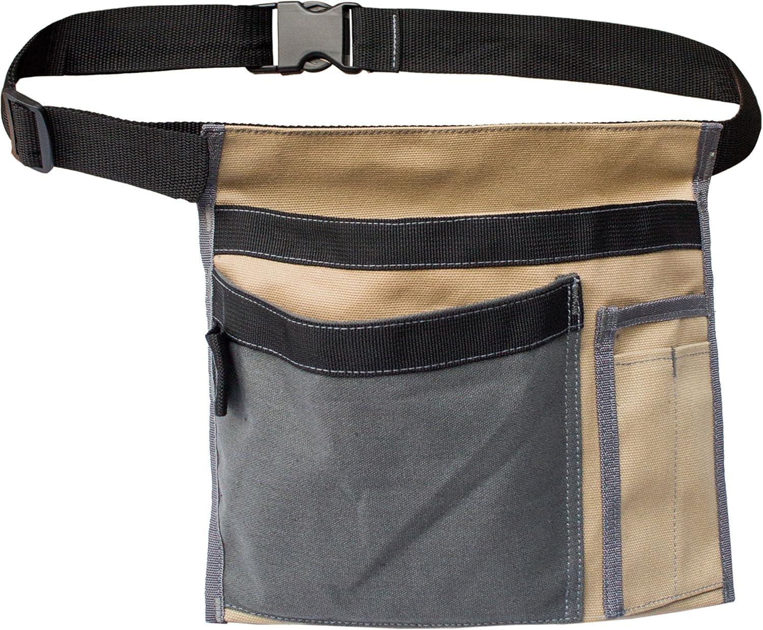 imageTool Pouch MDSTOP Single Side Apron with 5 Pockets and 1 Hammer Loop Fits for Hammer Pencils Screwdrivers etc BlackKhaki