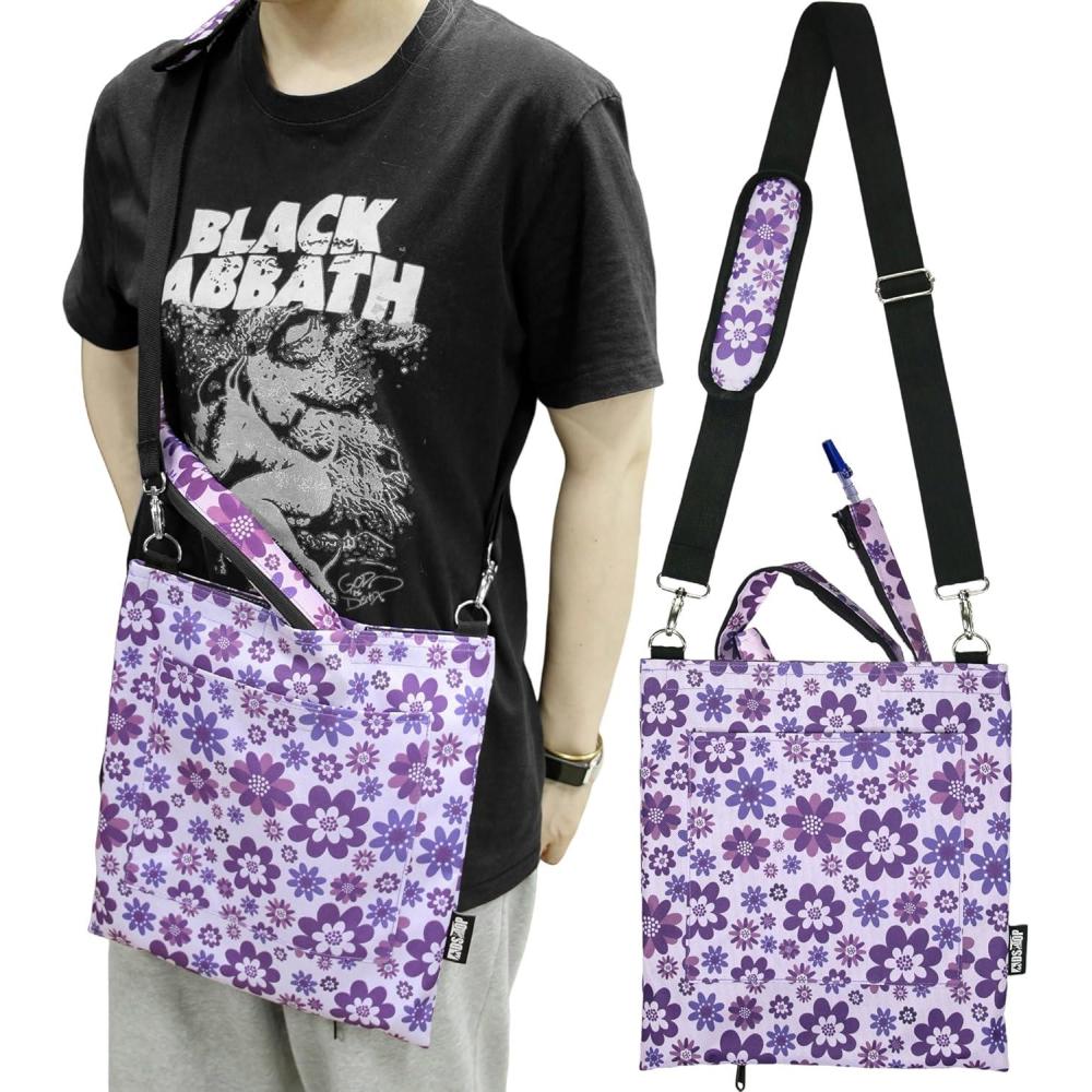 imageMDSTOP Catheter Bag Holder Urine Drainage Bag Holder with Drain Tube Cover and Adjustable Shoulder Strap Easy Acess and Drainage Secure ampamp Discreet for Urostomy Foley Catheter Users PurplePurple