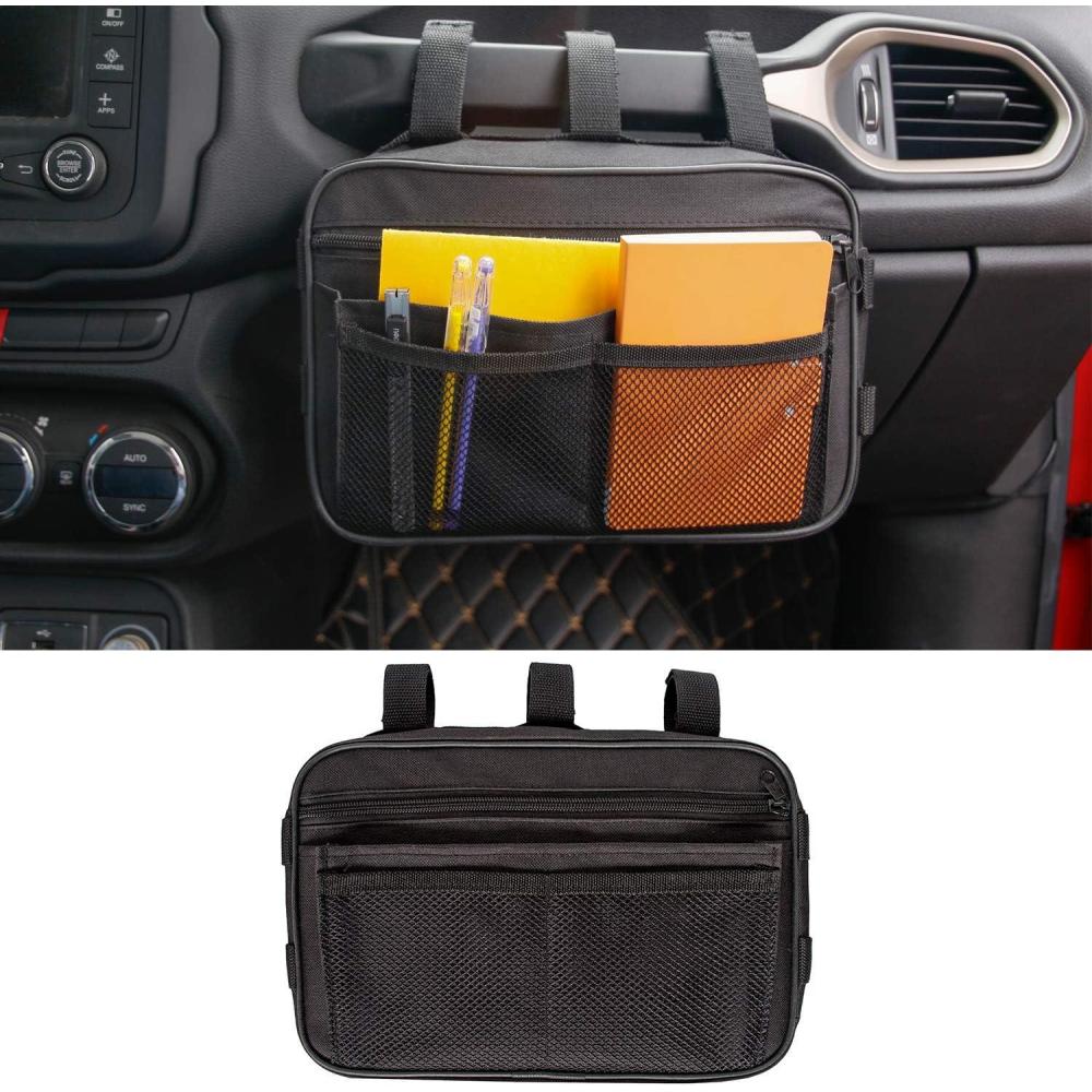 imageMDSTOP Passenger Grab Handles Storage Bag Fits for 19652017 Jeep Wrangler JK TJ YJ CJ MINGLI ampamp 2020 Jeep Gladiator JT Multipurpose Storage Pouch Organizer Mesh Polyester Dash Tools Bag BlackBlack