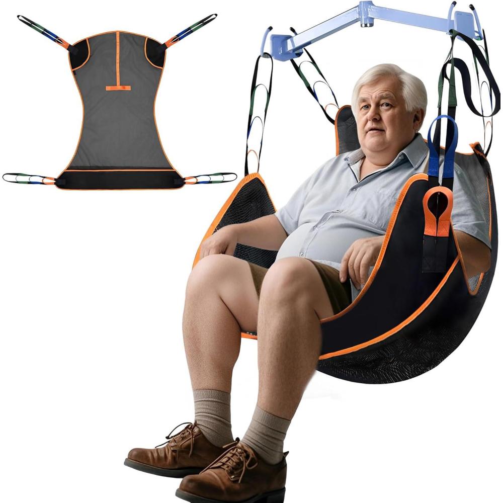 imageMDSTOP Universal Full Body Patient Lift Sling Transfer Sling for Elderly ampamp Disabled with Padded Patient Aid Lift Medical Sling for Shower Bath Transfer Positioning and Lifting Black LM