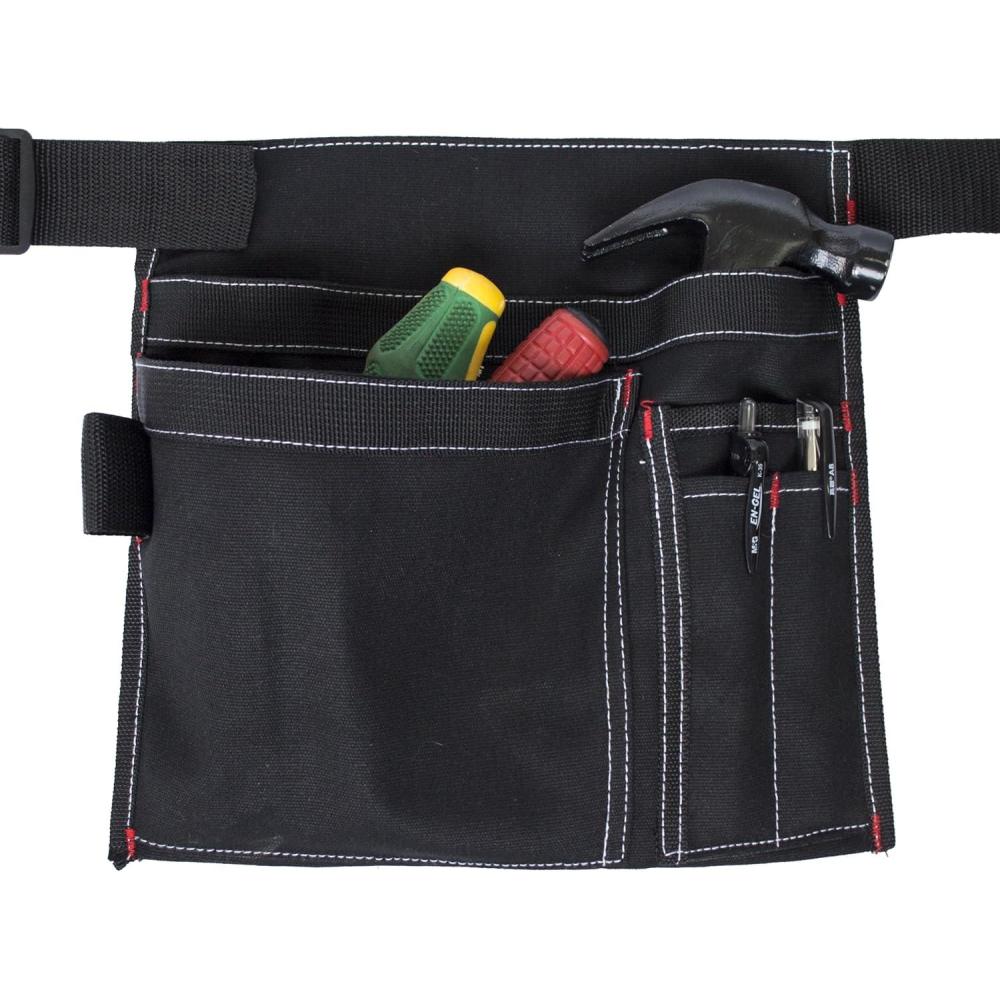 imageTool Pouch MDSTOP Single Side Apron with 5 Pockets and 1 Hammer Loop Fits for Hammer Pencils Screwdrivers etc BlackBlack