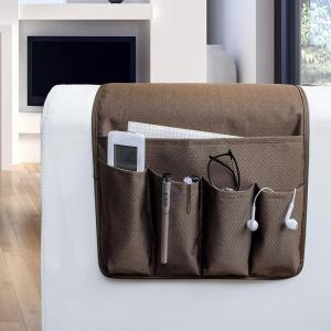 MDSTOP 5 Pockets Remote Control Holder, Magazine Rack, Space Saver Organizer, Draped Over Sofa, Couch, Recliner Armrest(Coffee-twill)