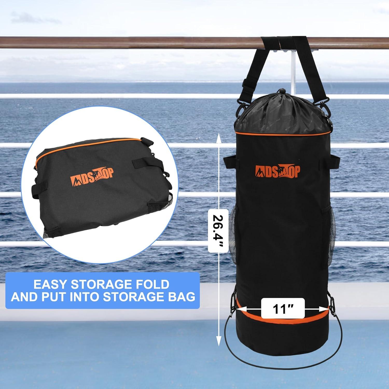 imageMDSTOP Portable Boat Trash Can Reusable Boat Garbage Bag Includes 1013 Gallon Garbage Bag Snaps Inside Odor ampamp Leak Resistant Pontoon Boat Accessories for Boating Camping Fishing Kayak RVBlack