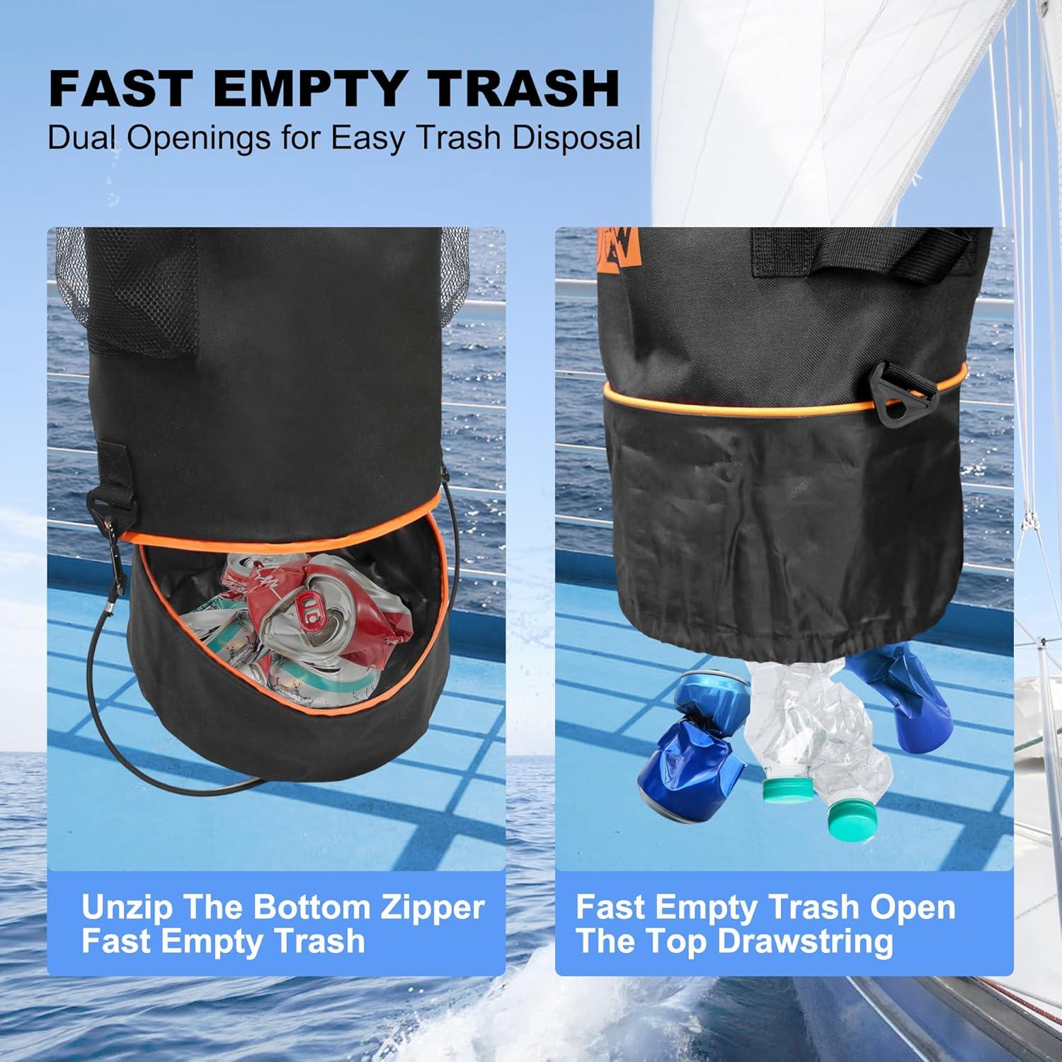 imageMDSTOP Portable Boat Trash Can Reusable Boat Garbage Bag Includes 1013 Gallon Garbage Bag Snaps Inside Odor ampamp Leak Resistant Pontoon Boat Accessories for Boating Camping Fishing Kayak RVBlack