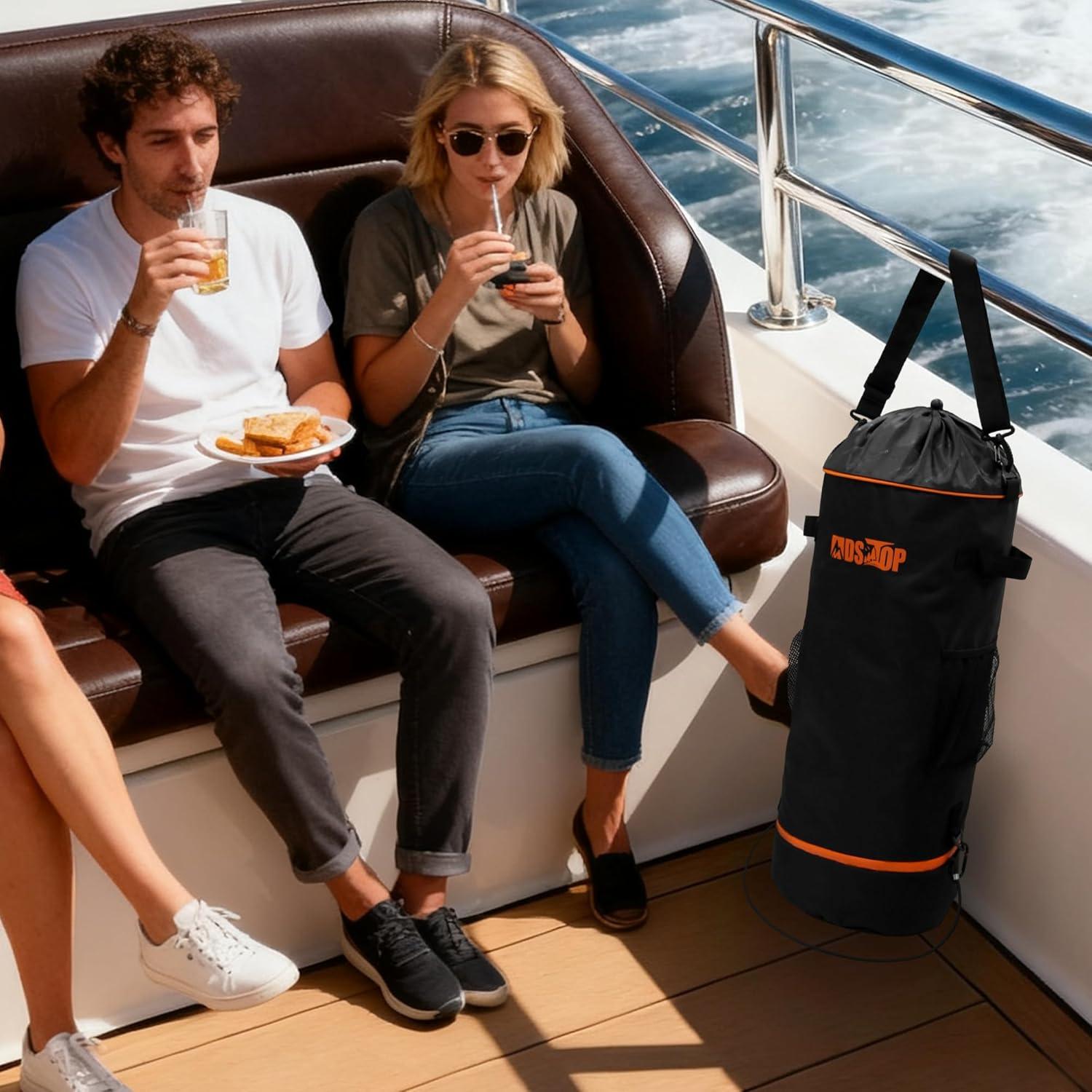 imageMDSTOP Portable Boat Trash Can Reusable Boat Garbage Bag Includes 1013 Gallon Garbage Bag Snaps Inside Odor ampamp Leak Resistant Pontoon Boat Accessories for Boating Camping Fishing Kayak RVBlack