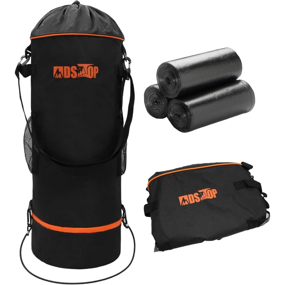 imageMDSTOP Portable Boat Trash Can Reusable Boat Garbage Bag Includes 1013 Gallon Garbage Bag Snaps Inside Odor ampamp Leak Resistant Pontoon Boat Accessories for Boating Camping Fishing Kayak RVBlack