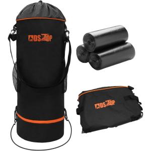 MDSTOP Portable Boat Trash Can, Reusable Boat Garbage Bag, Includes 10-13 Gallon Garbage Bag Snaps Inside, Odor & Leak Resistant, Pontoon Boat Accessories for Boating, Camping, Fishing, Kayak, RV(Black)