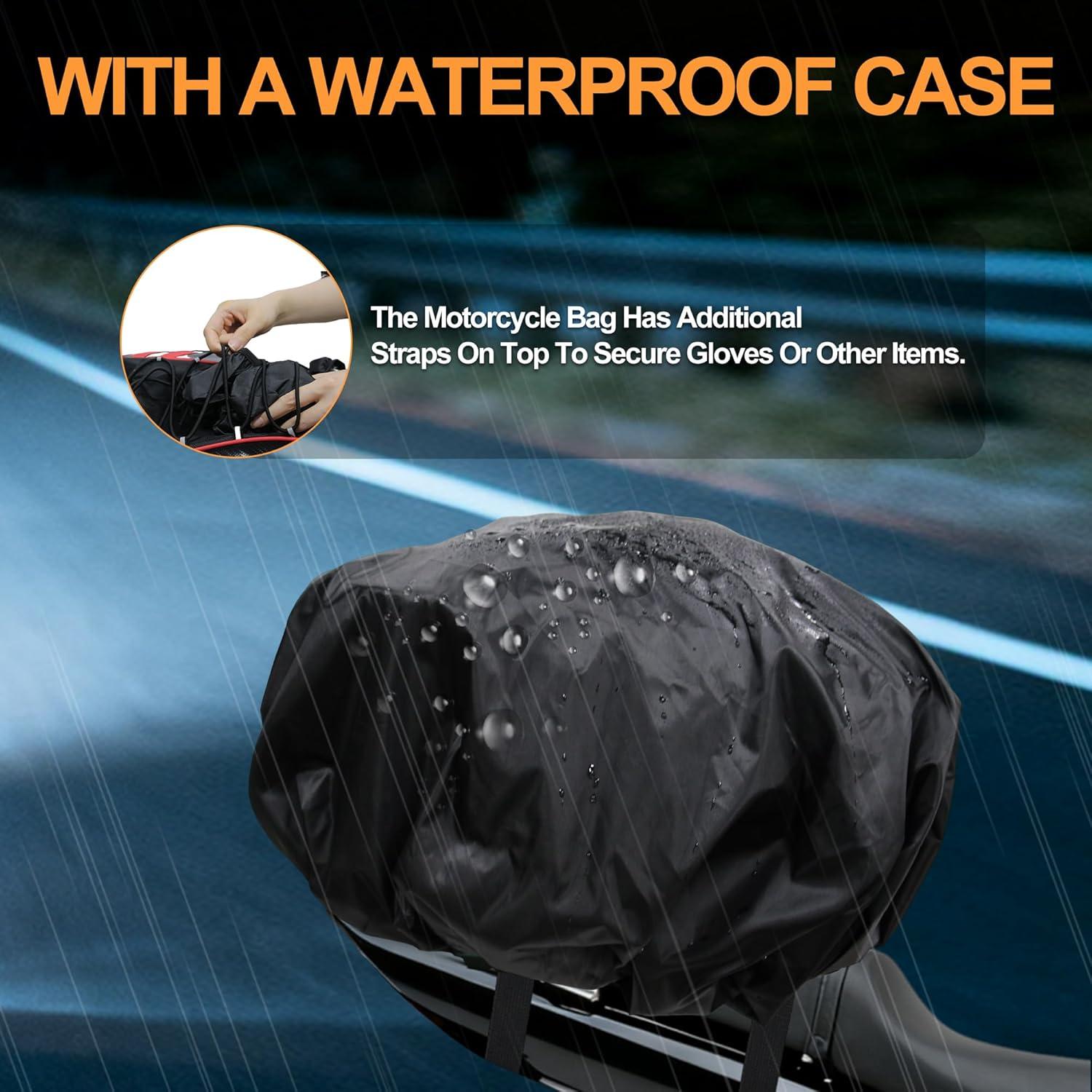 image:imageMDSTOP Motorcycle Tail Bag Dual Use Seat Helmet Bag Backpack with Waterproof Rain Cover 22L34L Expandable Motorcycle Rear Seat Bag BlackRed MBlackRed