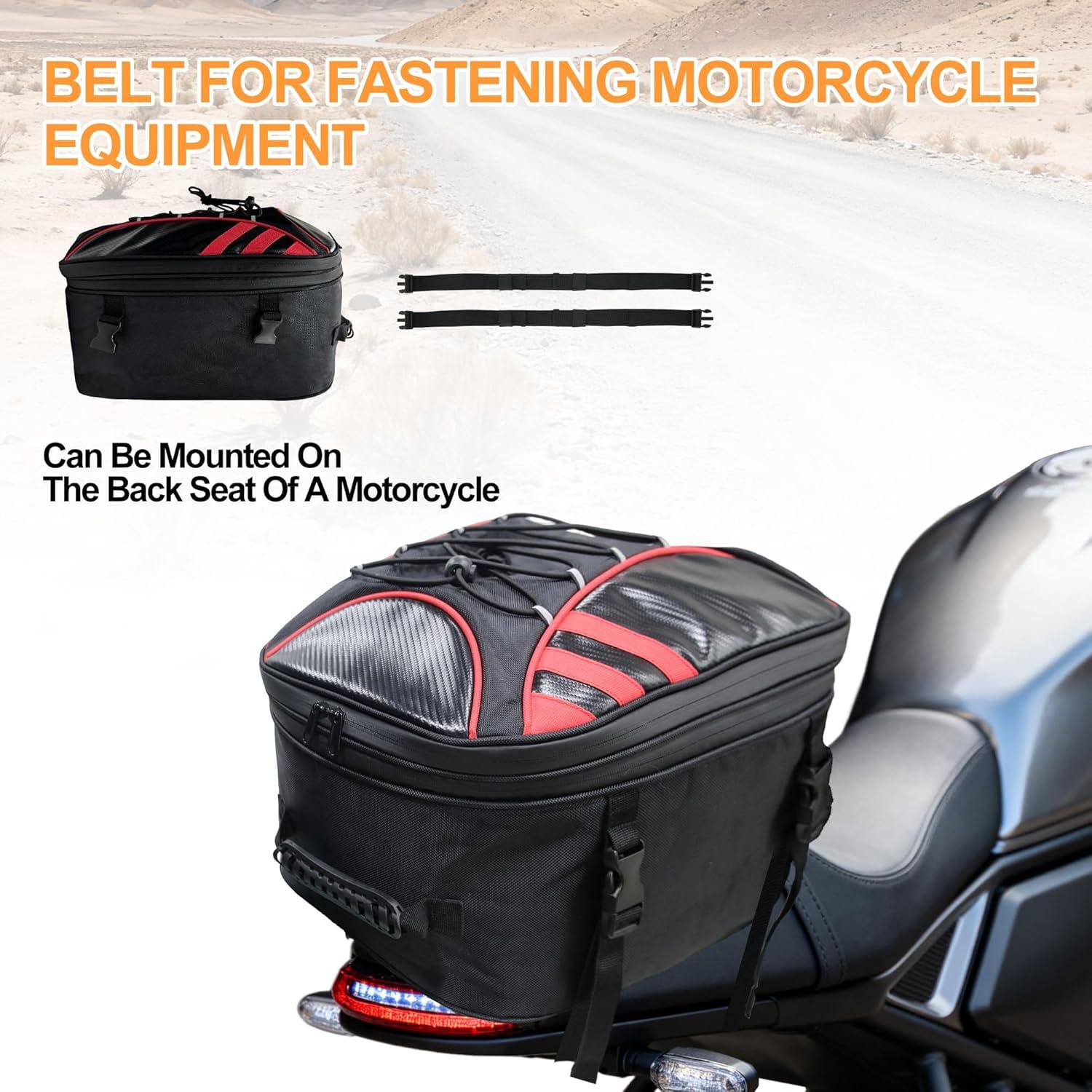image:imageMDSTOP Motorcycle Tail Bag Dual Use Seat Helmet Bag Backpack with Waterproof Rain Cover 22L34L Expandable Motorcycle Rear Seat Bag BlackRed MBlackRed