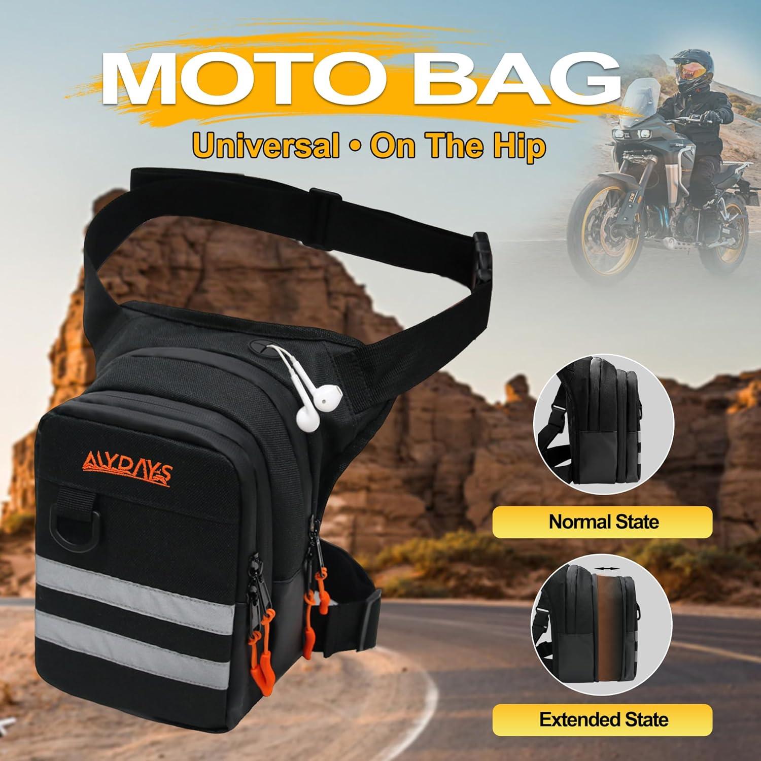 image:imageMDSTOP Motorcycle Thigh Bag with Removable Leg Strap Expandable Storage Tank BagsDrop Leg Bag for Men ampamp Women Leg Fanny Pack for Racing Cycling Horse Riding Hiking Camping Fishing Travel BlackBlack