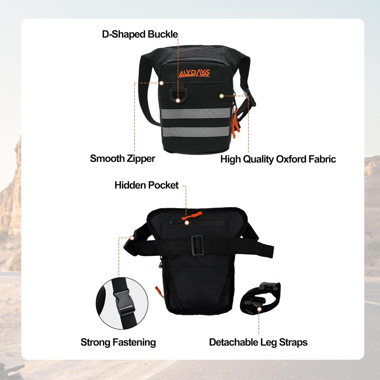 image:imageMDSTOP Motorcycle Thigh Bag with Removable Leg Strap Expandable Storage Tank BagsDrop Leg Bag for Men ampamp Women Leg Fanny Pack for Racing Cycling Horse Riding Hiking Camping Fishing Travel BlackBlack