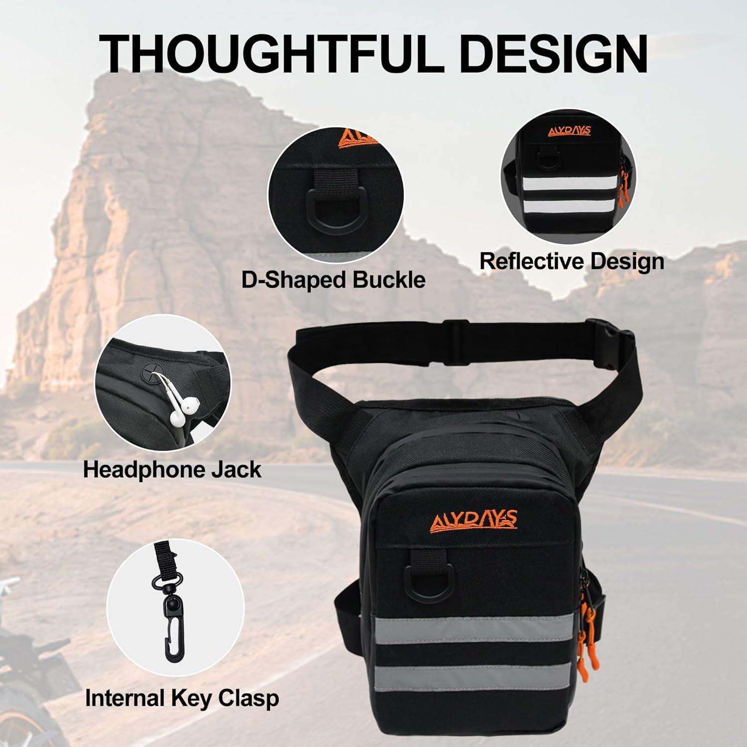 image:imageMDSTOP Motorcycle Thigh Bag with Removable Leg Strap Expandable Storage Tank BagsDrop Leg Bag for Men ampamp Women Leg Fanny Pack for Racing Cycling Horse Riding Hiking Camping Fishing Travel BlackBlack